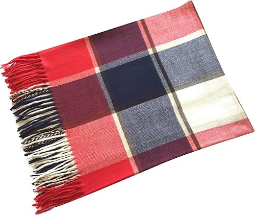 Miniatura 17 de NY GOLDEN FASHION Bufanda de invierno de gran tamaño para mujer, diseño de tartán escocés, a cuadros, con tacto de cachemira rojo (Red Tartan)