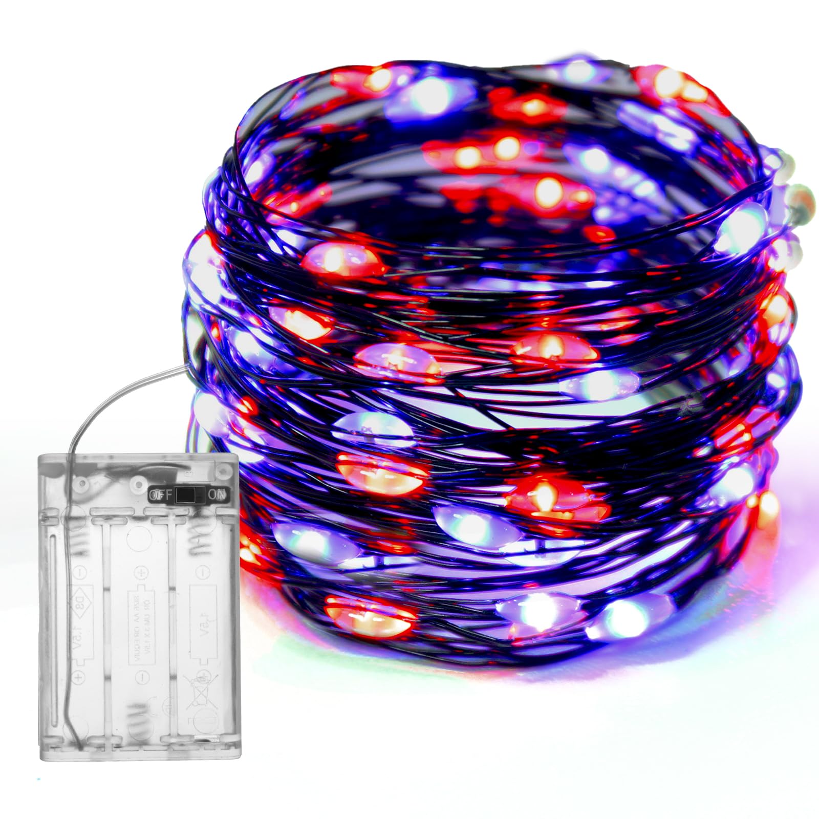 Fairy Christmas Diwali LED String Light, Battery Operated, 10M / 100LED Waterproof 3XAA Battery Case, Indoor Outdoor Lights for Xmas Tree Wedding,Party Events Garden Spring Decoration (Purple Orange)