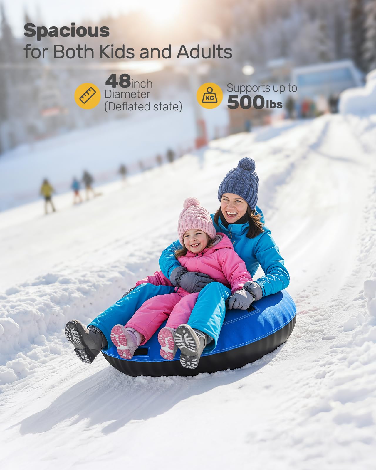 QPAU Tubo de nieve inflable 48 pulgadas paquete de 2 fondo grueso