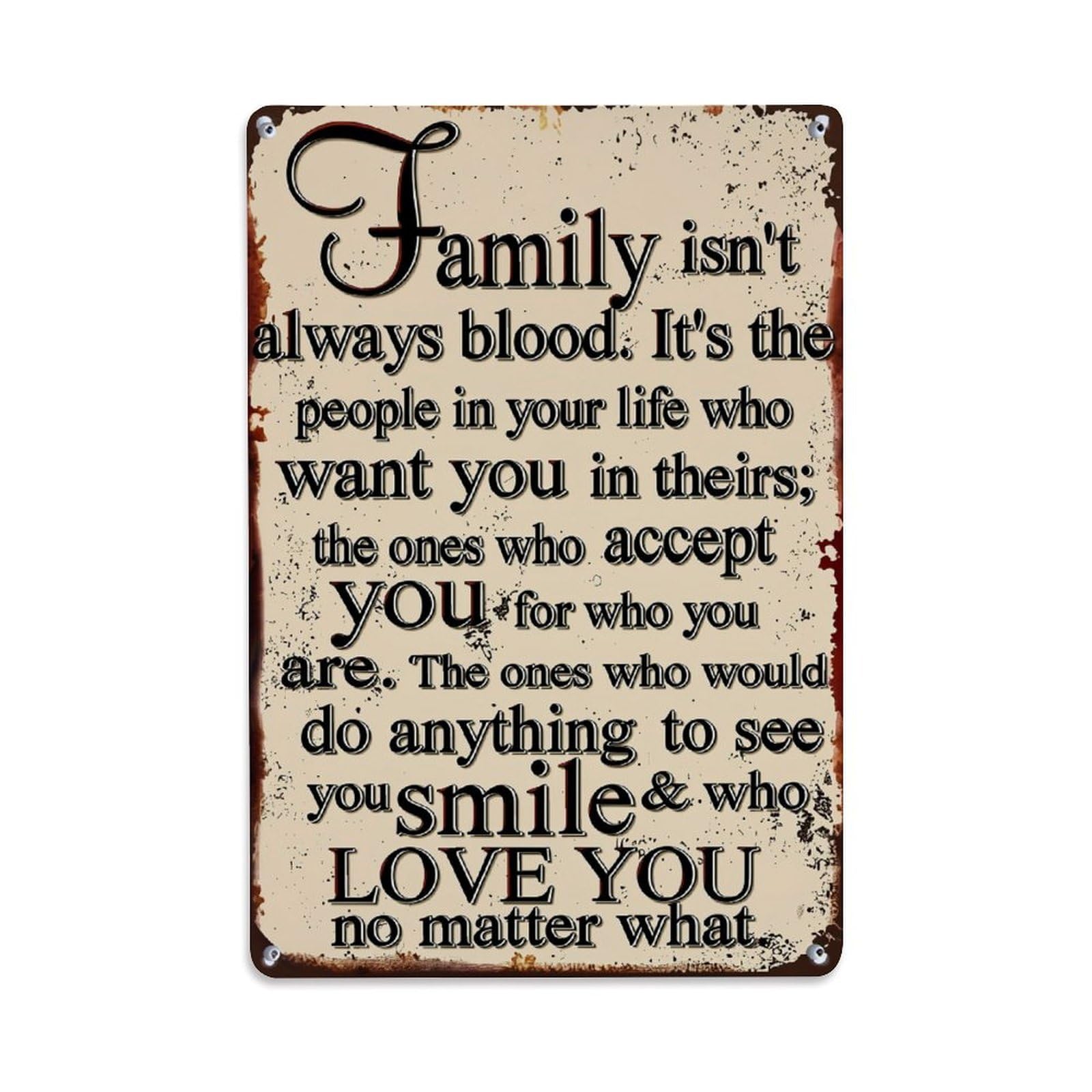 Jdfenggu Vintage Family Isnt Always Blood Quote Retro Metal Tin Sign, Metal Poster For Bar, Home, Man Cave, Kitchen, Laundry Room Art Decor 8X12 Inch
