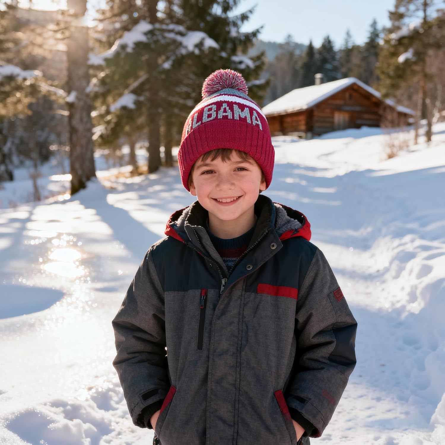 College Team Color Beanie - Fashion Knit Pom-Pom Hat Soft Headwear Cuffed Winter Hat Sport Fans Gift for Men Women Kids - Image 3