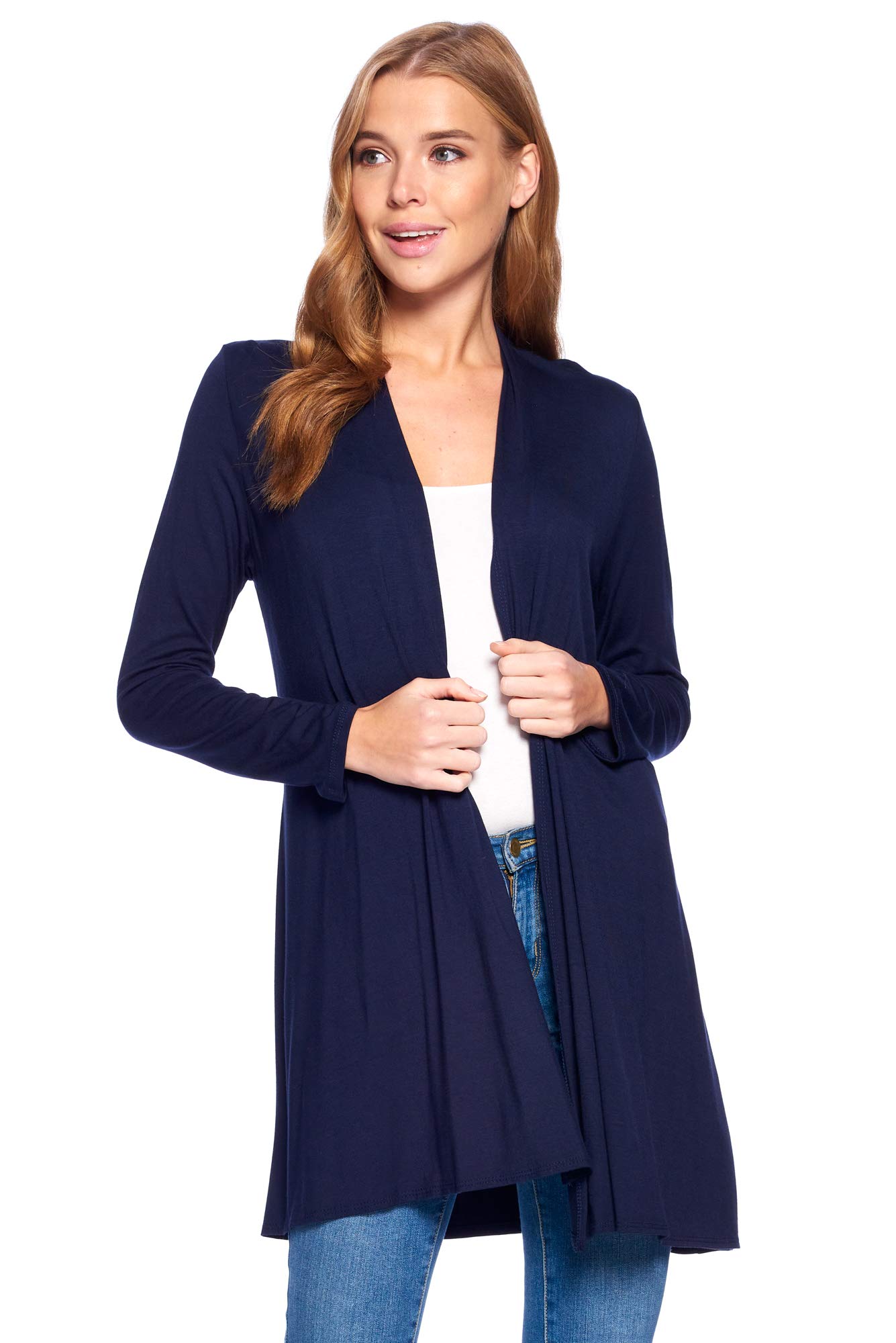 12 Ami Longline Long Sleeve Open Cardigan (S-3X) - Made in USA