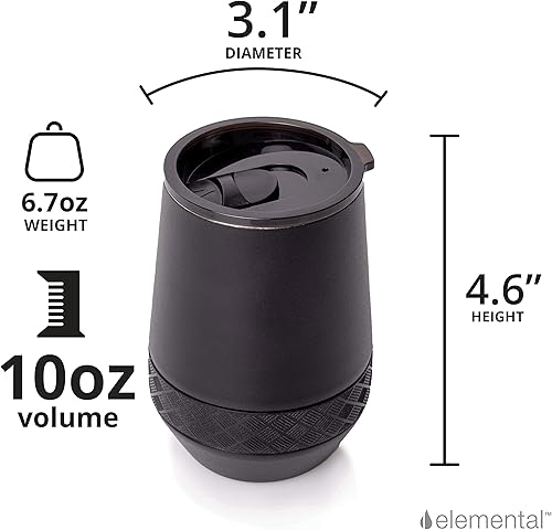 Miniatura 2 de Elemental Vaso de vino con triple pared aislada de acero inoxidable para bebidas calientes y frías, taza portátil con tapa para sorber inastillable