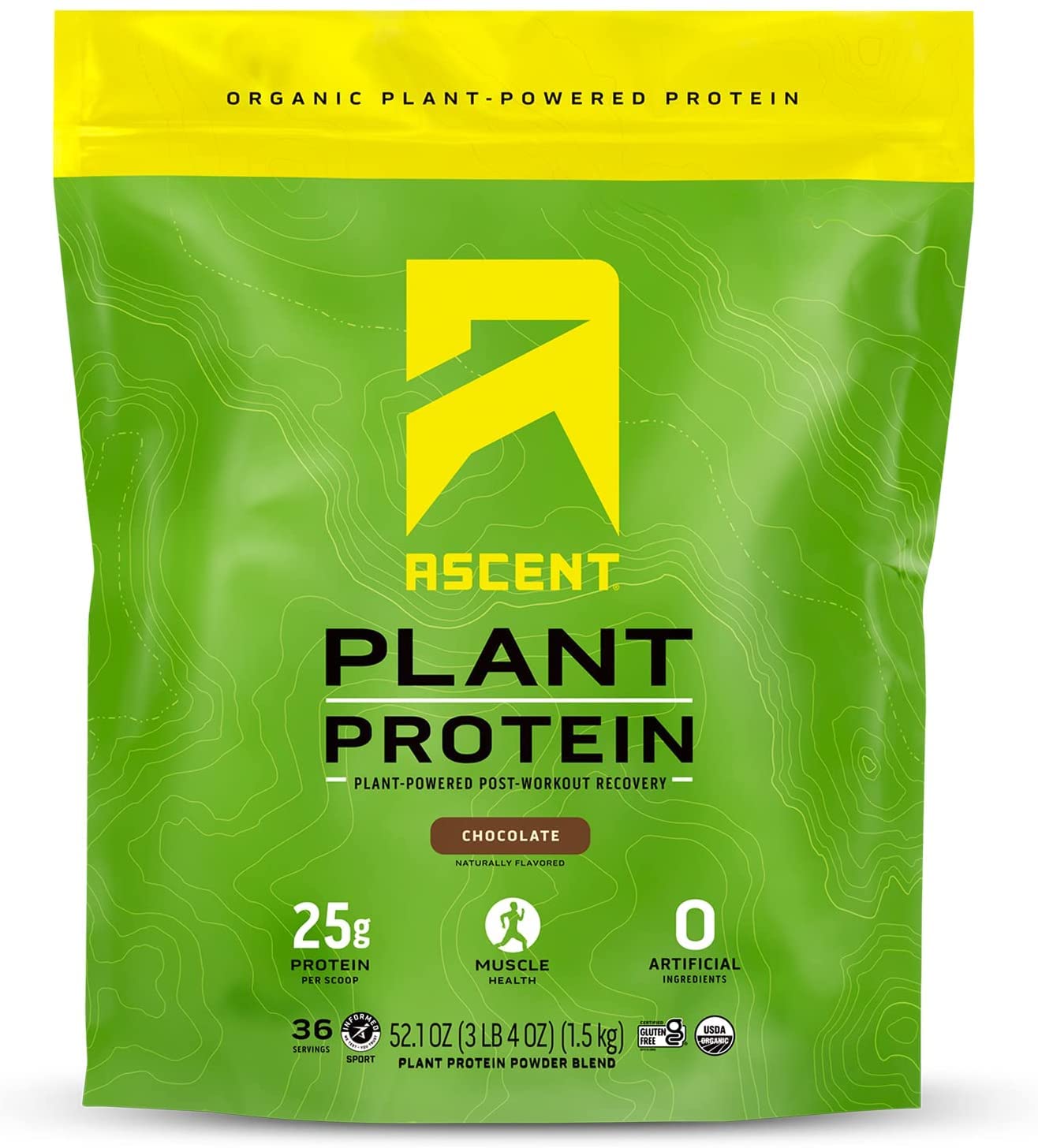 Ascent Organic Plant Based Protein Powder - Non Dairy Vegan Protein, Zero Artificial Ingredients, So