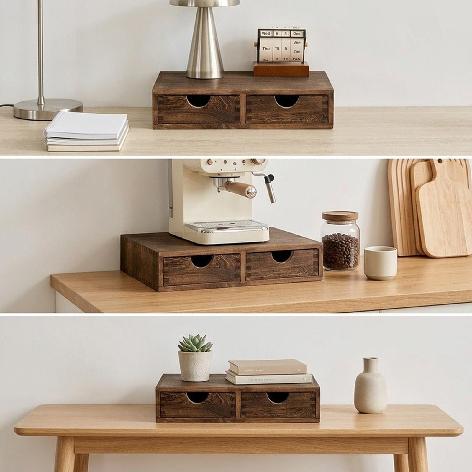 Soporte para cápsulas café Organizador cápsulas café Resistente que ahorra espacio Organizador té Soportes para cajones almacenamiento, MarrÓn