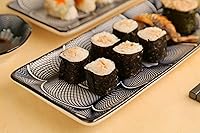 Vista 4 de Juego de platos de cerámica de estilo japonés de 8 piezas para sushi rectangulares de 10 pulgadas, 2 platos de sushi, 2 platos de salsa, 2 pares
