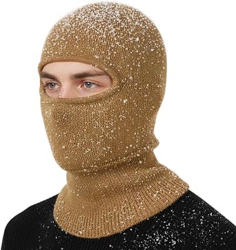 TOP-EX DryKnit Waterproof Wool Balaclava Beanie Fleece Lined Coffee