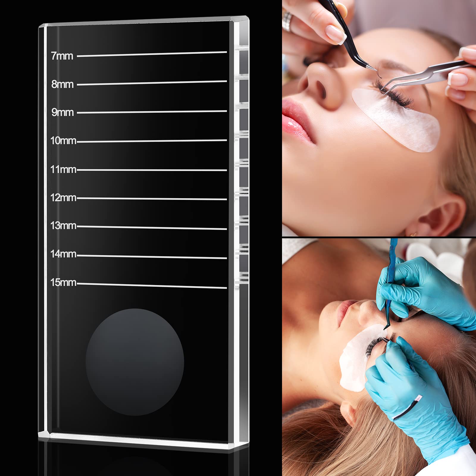 Transparent Glass Eyelash Extension Stand, PROUSKY 2-in 1 Eye Lashes Extension Pallet, Rectangular False Lashes Tray Strip Adhesive Glue Holder, Ideal for Lash Extensions