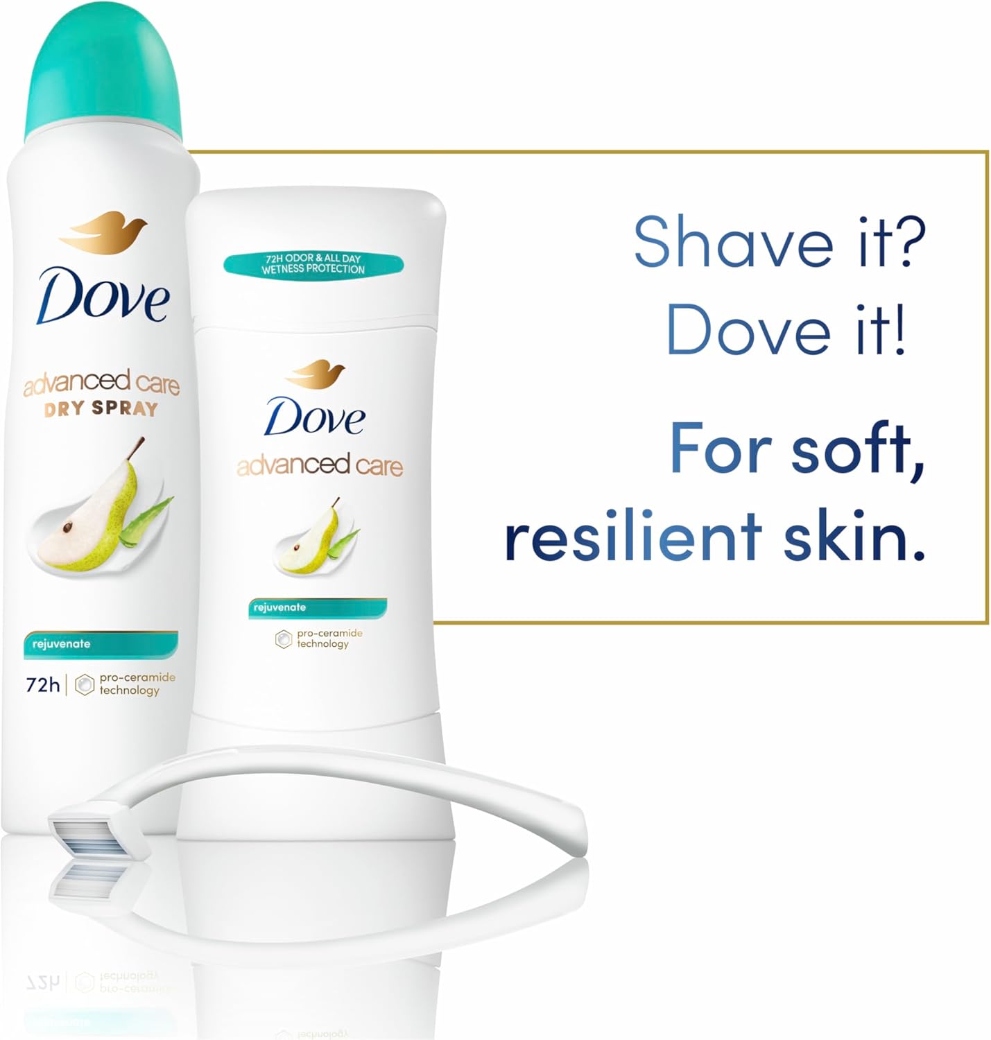 Dove Advanced Care Antiperspirant Deodorant Stick Rejuvenate 4 Count to help skin barrier repair after shaving by boosting skin's ceramide levels 72-hour odor control for soft underarms 2.6 oz - Image 5
