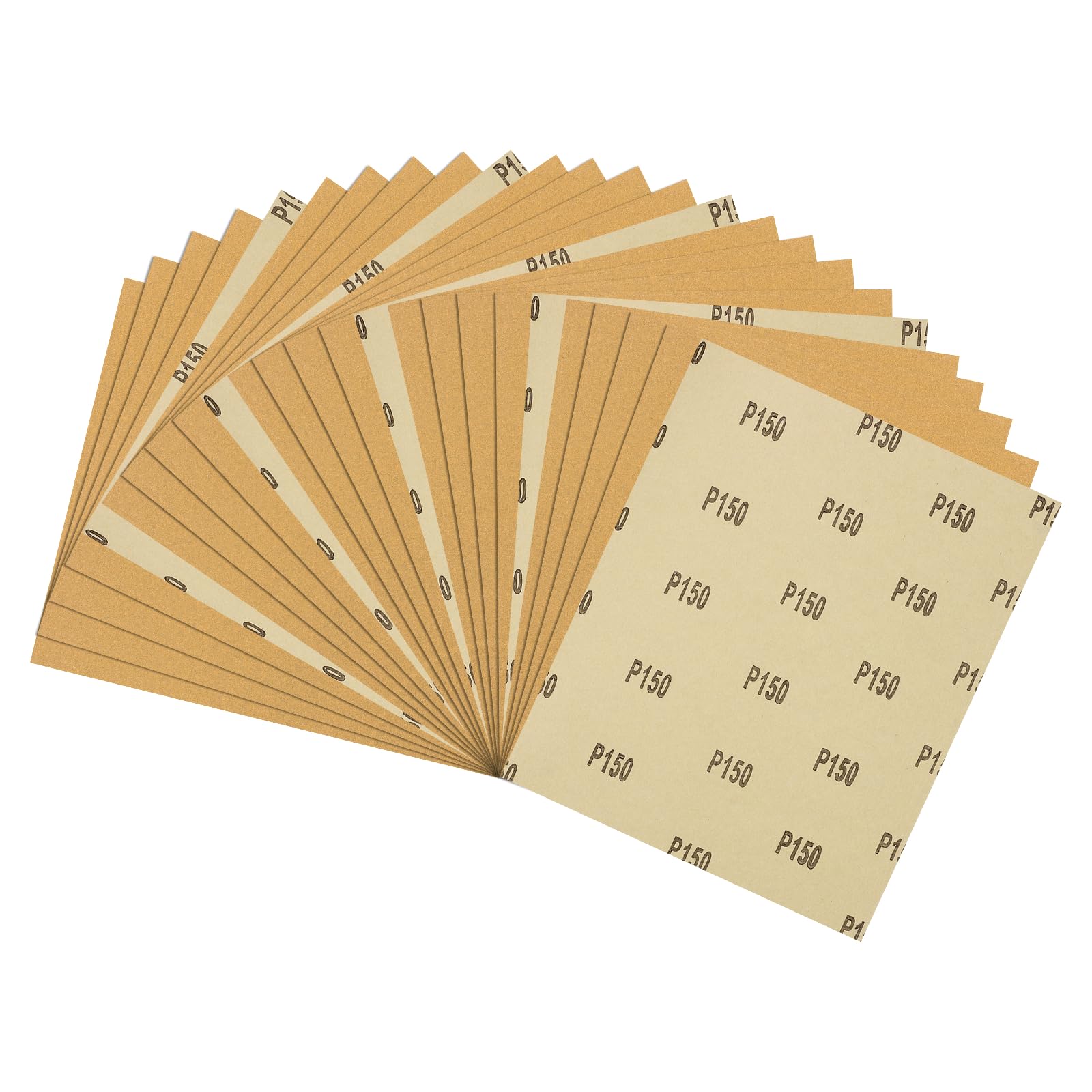 Kozelo 25pcs Sand Papers - [229 x 279mm x 150 Grits] Sandpaper Sheets for Metal Auto Wood Polishing and Scratches Removing, Alumina Abrasive Gold