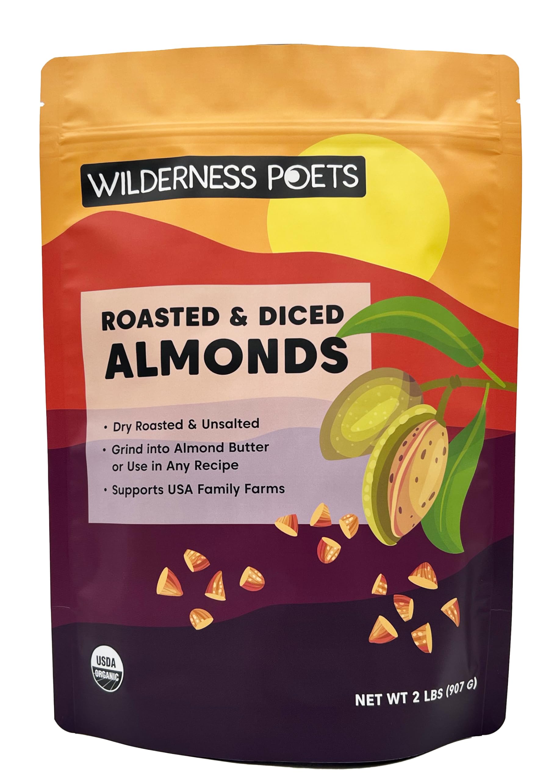 Organic Roasted Bulk Almond Butter Stock, California-Grown, Dry Roasted and Diced - Use in Baking, Sprinkle on Salads, Deep Nutty Flavor (32 Ounce - 2 Pound)