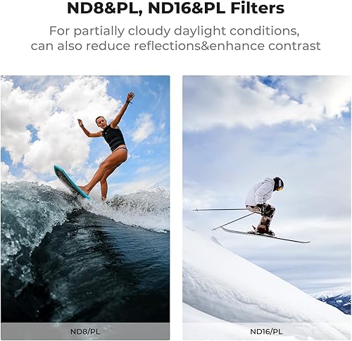 Miniatura 3 de K&F Concept Paquete de 4 filtros atornillables NDPL compatibles con DJI Osmo Action 5 ProAction 4, ND8PL ND16PL ND32PL ND64PL Filtros Polarizadores