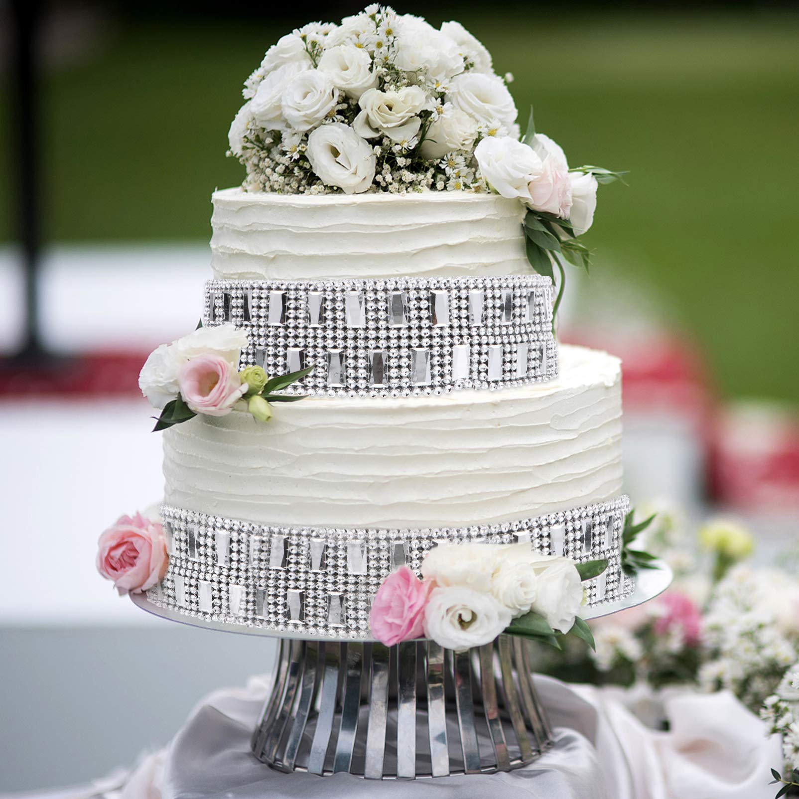 1 Rolle Bänder Bling Banding Bouquet Trim Gürtel Kristall Kleidung Handwerk DIY Applikation Reihe Dusche Schöne Funkelnde Strass Silber Kunstband Party Nähen Hochzeit Acryl