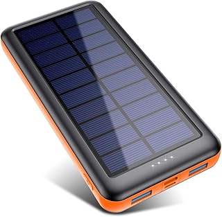 Pxwaxpy Solar Power Bank 26800mAh, Solar Charger 【Type C & Micro USB Input】 High Capacity Portable Charger Fast Charge External Battery Pack with 2 Outputs Compatible for Smartphones, Tablets and More