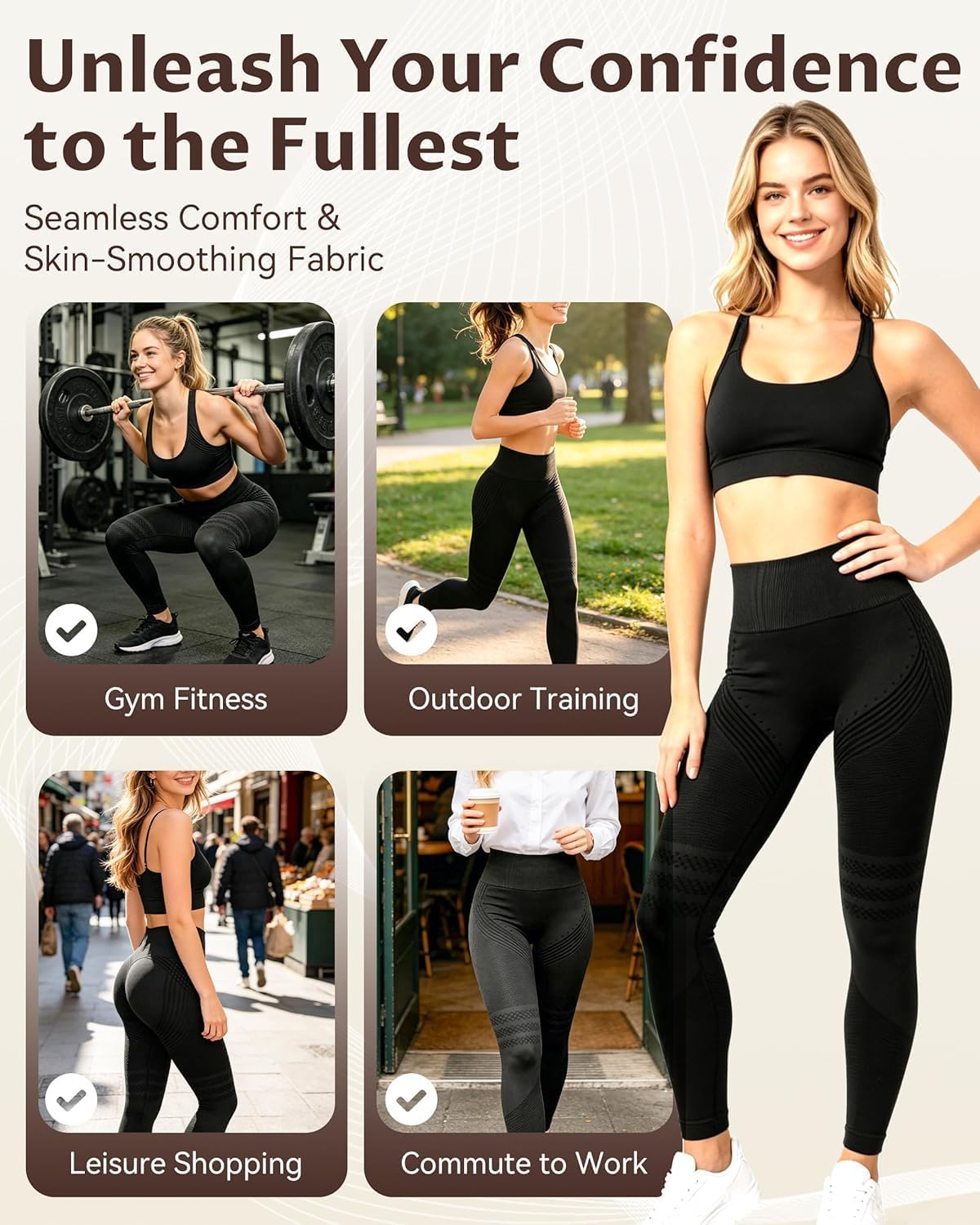 Leggings 3D Anticellulite, Collant da Allenamento Senza Cuciture per Sollevamento Glutei, Traspiranti per Palestra e Uso Quotidiano