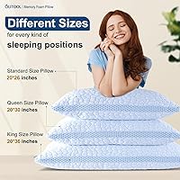 Vista 5 de QUTOOL Almohadas refrescantes mejoradas para dormir, almohadas de espuma viscoelástica trituradas CertiPUR-US tamaño Queen, juego de 2 para personas