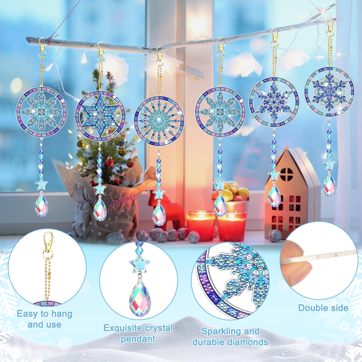 12 Pièces 5D DIY Diamant Peinture Noël Pendentif, Pour Bricolage Porte