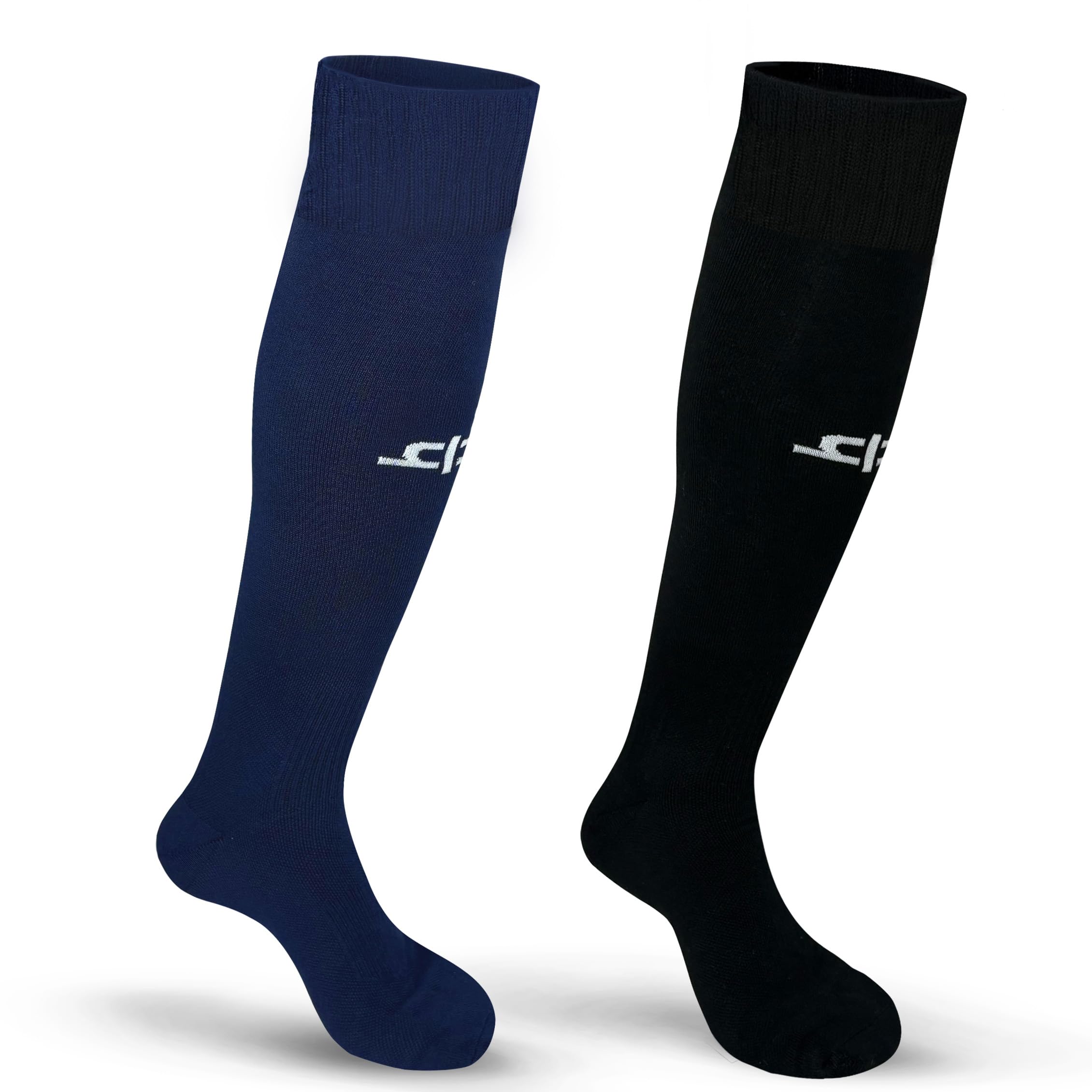 HEELIUM Bamboo Football Socks For Men & Women, Odour Free, Superior Grip & Cushioned Base, 3X Softer Than Cotton Stockings - Knee Length, Black