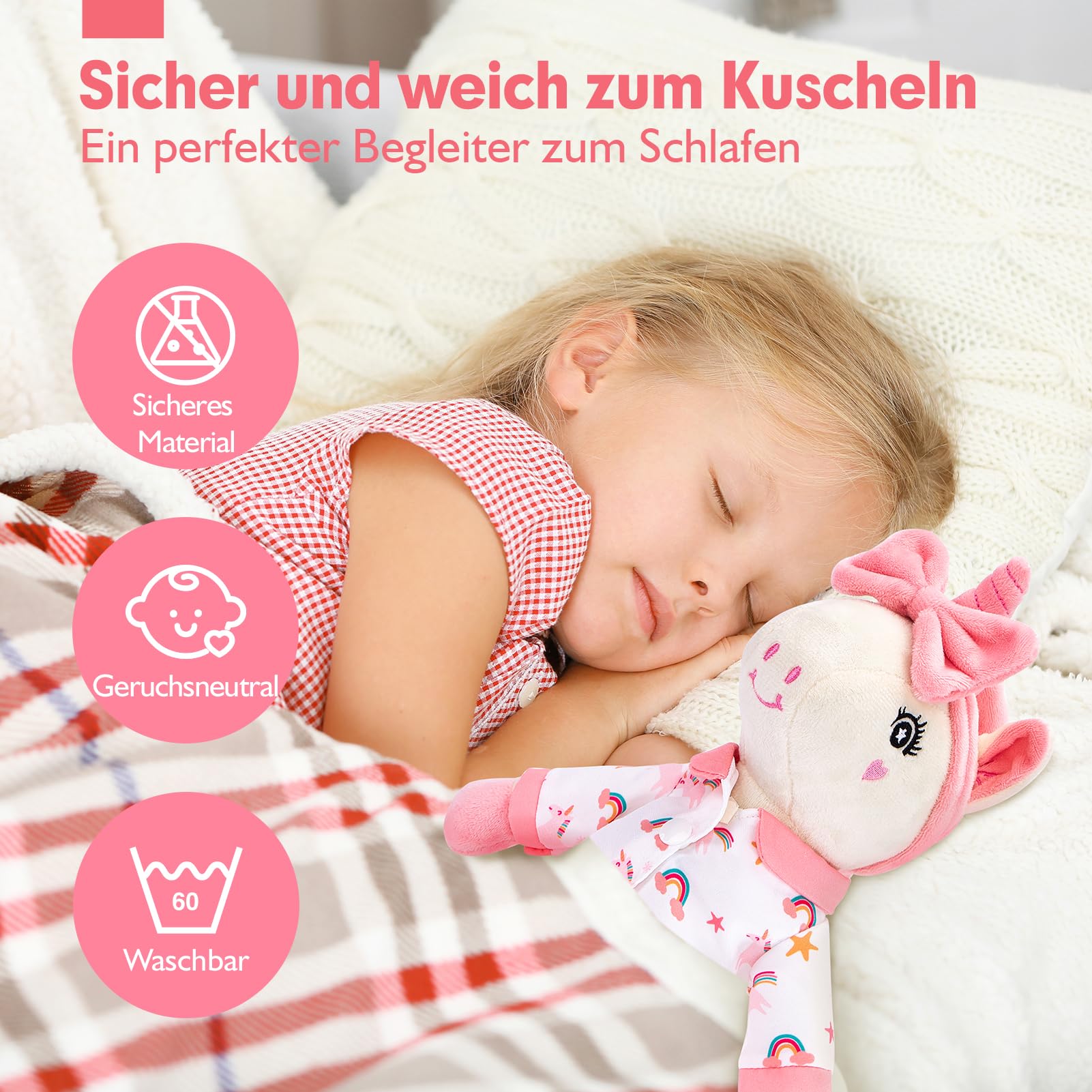 hahaland Plüschtier Einhorn Spielzeug ab 3-8 Jahre, Weiche Ballett Unicorn Stoffpuppe Kuscheln,Einhorns Kuscheltier Set mit 3er-Kleidungsset zum Anziehen, Einhorn Geschenke für Mädchen 3 4 5 6 7 Jahre