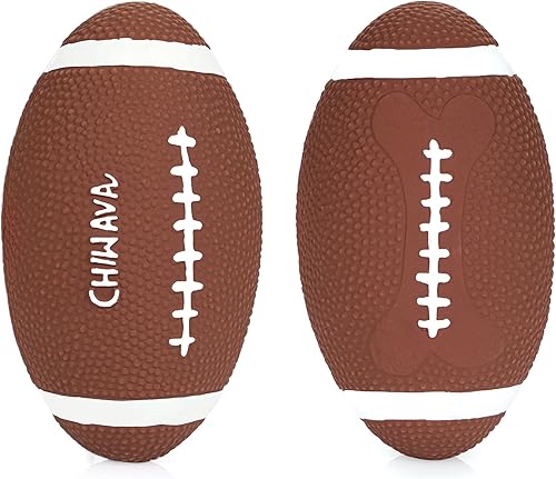 Miniatura 3 de CHIWAVA Paquete de 2 pelotas de juguete de látex chirriante de 6 pulgadas para perros de fútbol rugbys para perros medianos y grandes