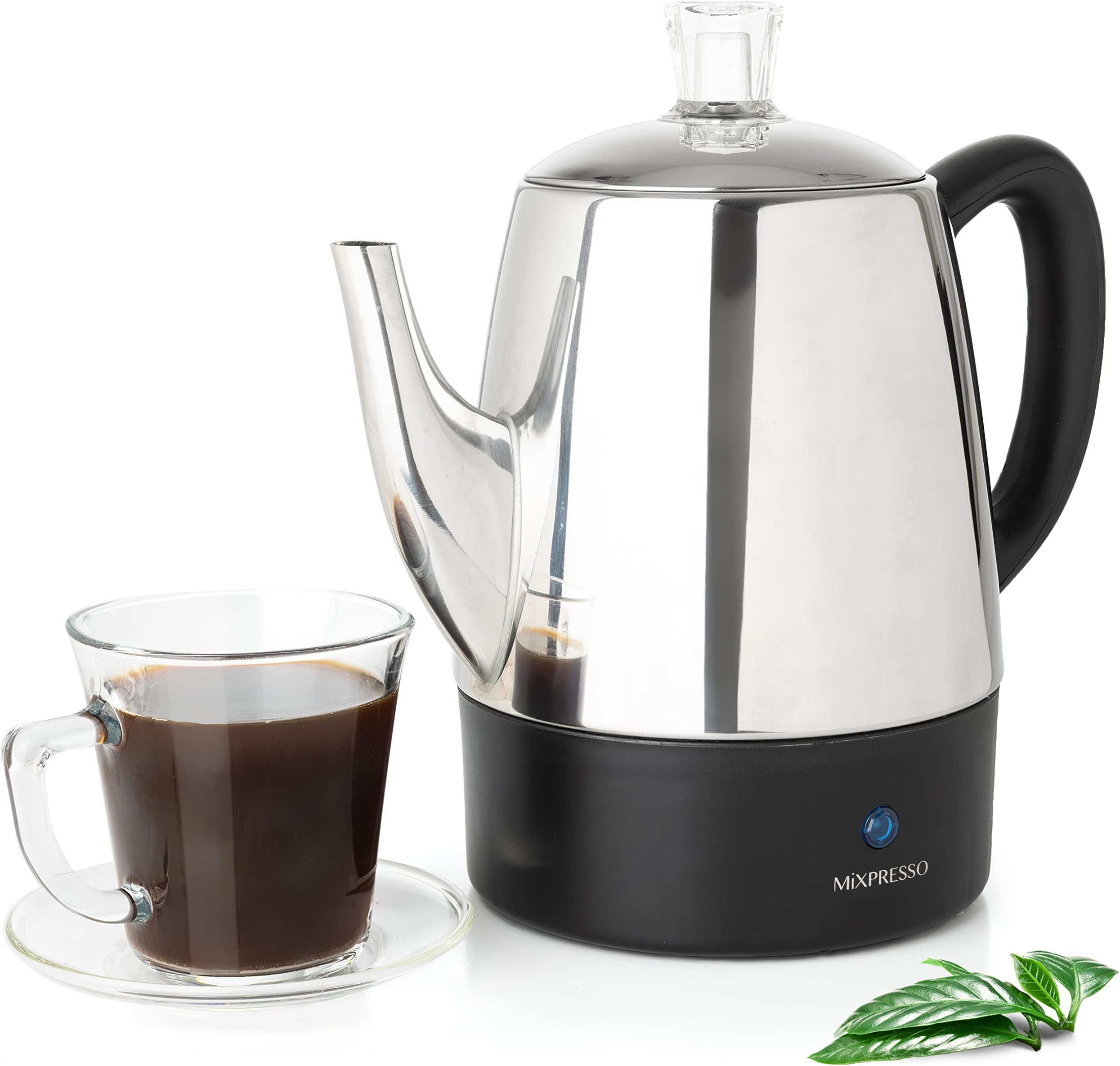 Mixpresso Percolator Coffee Pot Electric 4 Cup, Stainless Steel Coffee