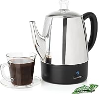 Vista 1 de Mixpresso Pequeña cafetera eléctrica de 4 tazas, cafetera de acero inoxidable, Percolador de café eléctrico con función de mantener el calor, 4
