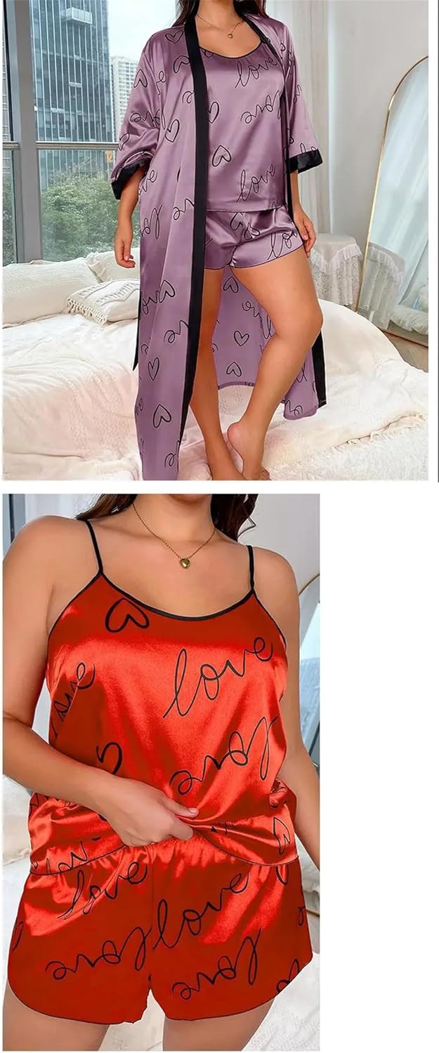 Women Kimono Pajamas Suit Robe Sleepwear Home Clothes Strap Top&Shorts Pyjamas Sleep Set Lingerie