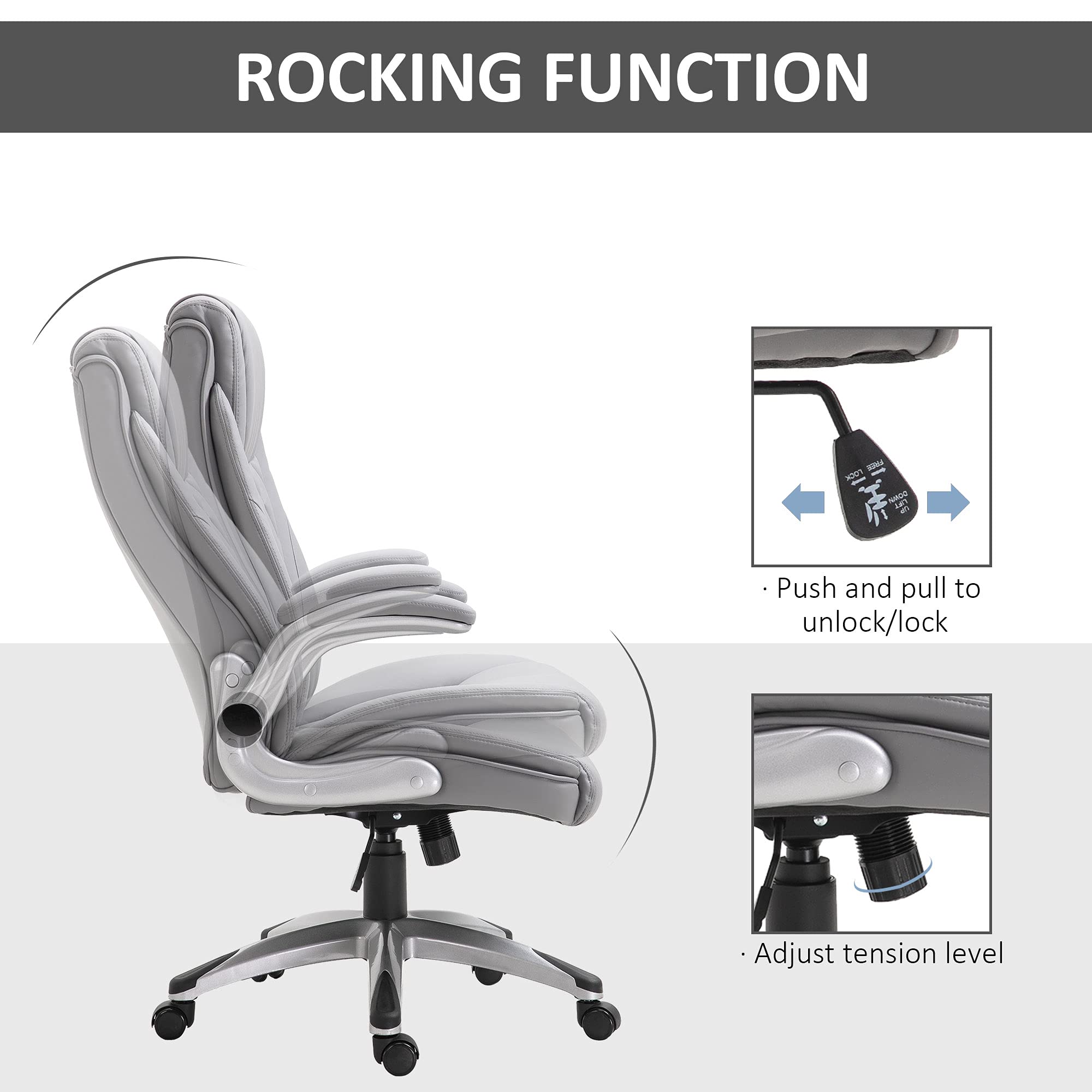Vinsetto High Back 360° Swivel Ergonomic Home Office Chair with Flip Up