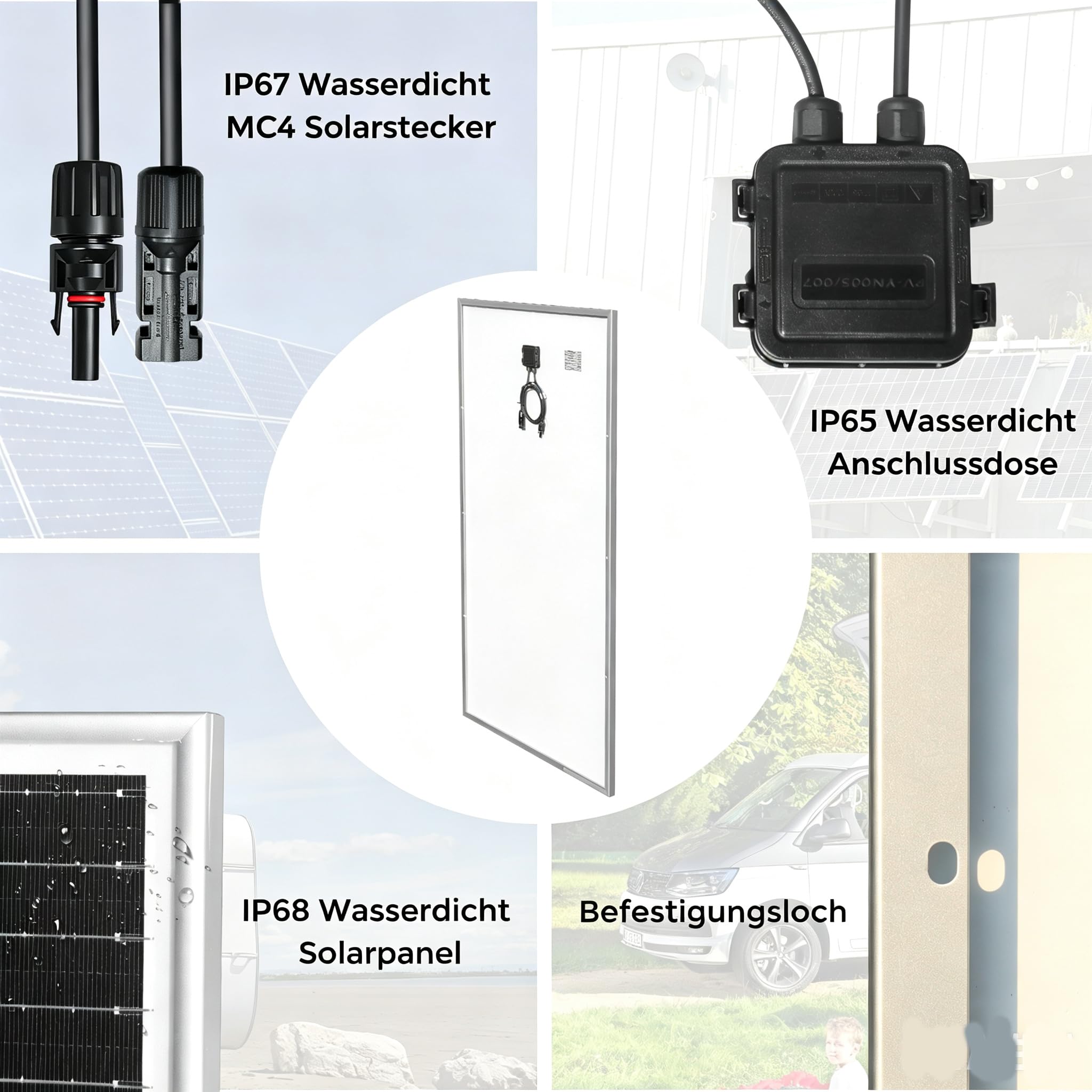 150W 12V Solarpanel Kit Set, 210mm Solarzelle Solarmodul 150Watt Mit 30A 12V/24V Solarladeregler + Solarkabel Wohnmobil Solaranlage Komplettset für 12v Batterien Wohnwagen PV Modul