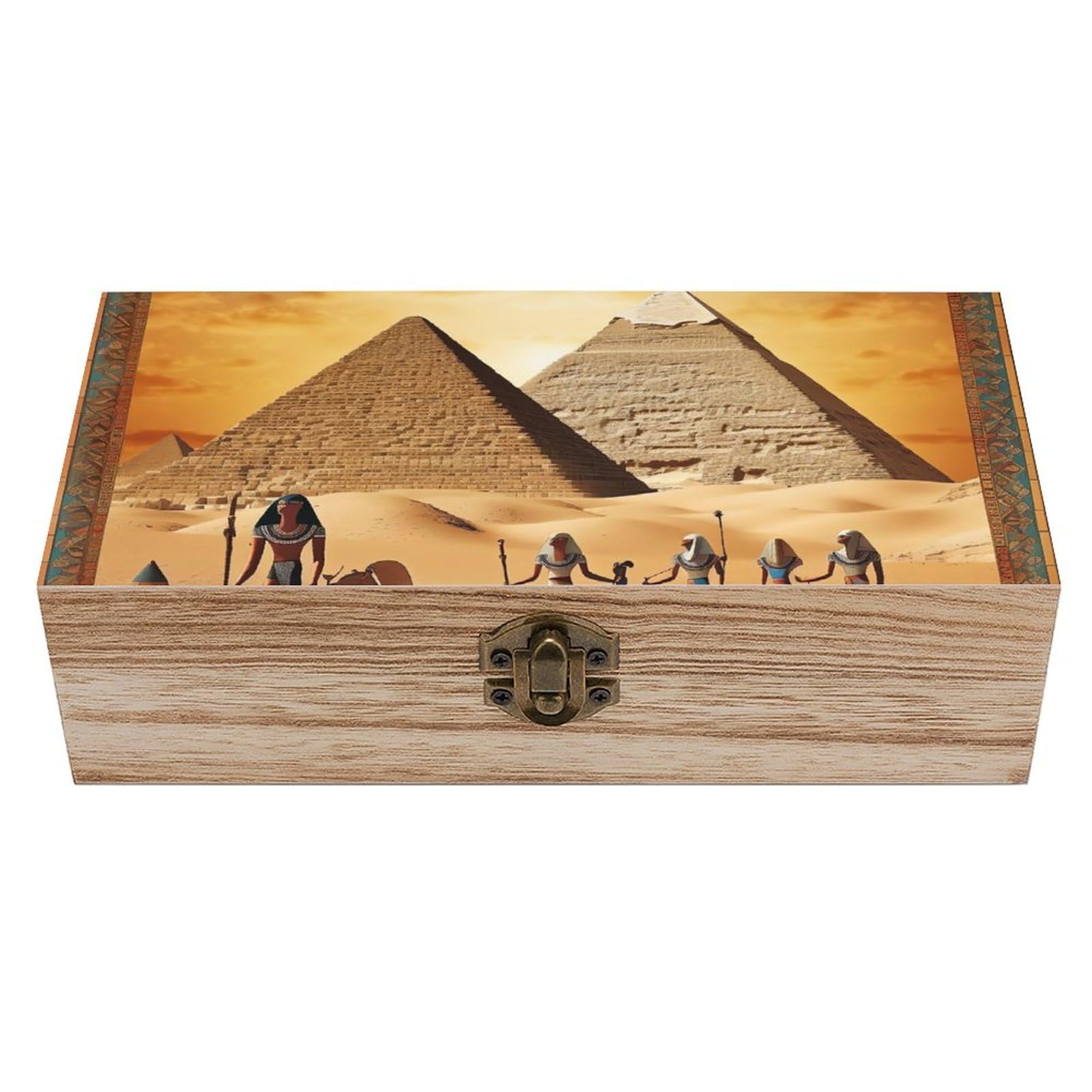 NTVOWPZO Wooden Storage Box Ancient Egypt Wood Gift Box with Hinged Lid Vintage Decorative Boxes Jewelry Memory Box for Jewelry Art Hobbies Home Storage Treasure Keepsake Gift
