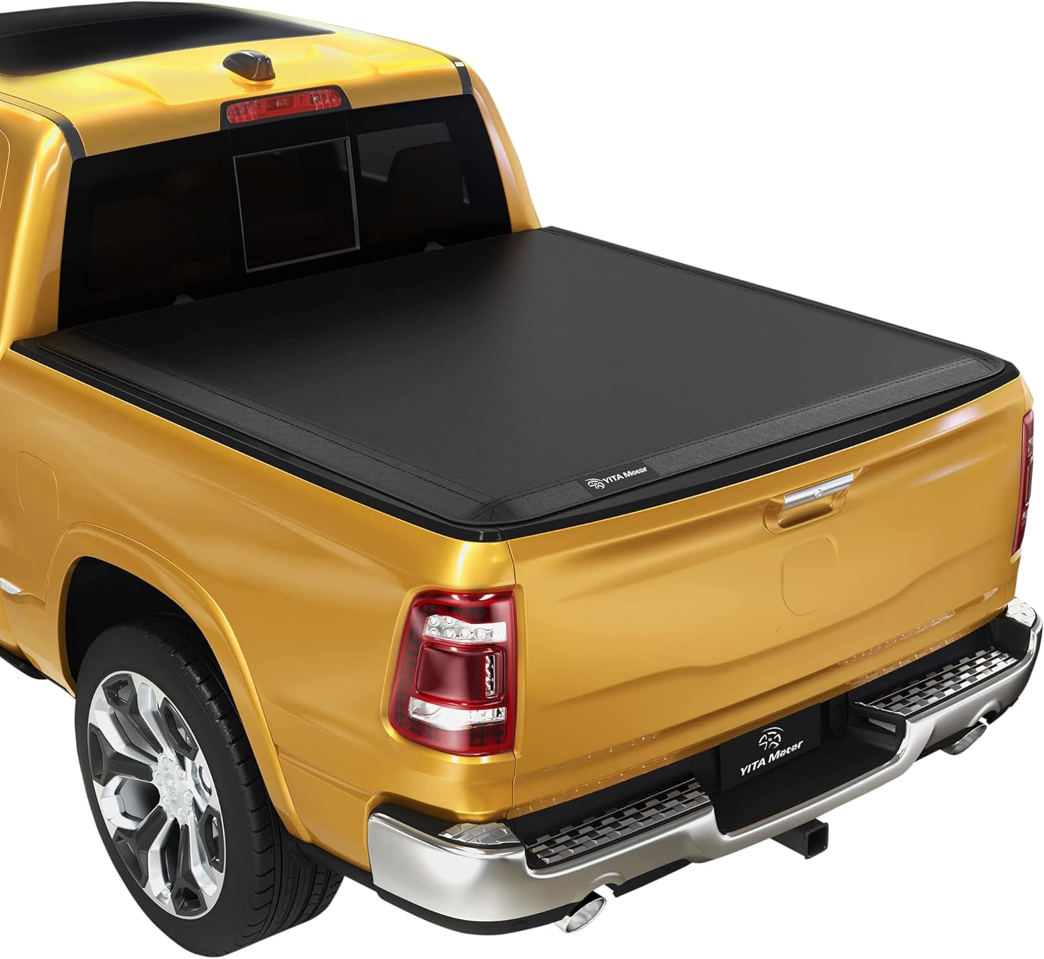 YITAMOTOR Soft Quad Fold Truck Bed Tonneau Cover Compatible with 2019 2020 2021 2022 2023 Dodge Ram 1500 New Body Style, Fleetside 5.7 ft Bed Without Rambox 5'7\" Soft 4-Fold 2019-2023 1500 new body