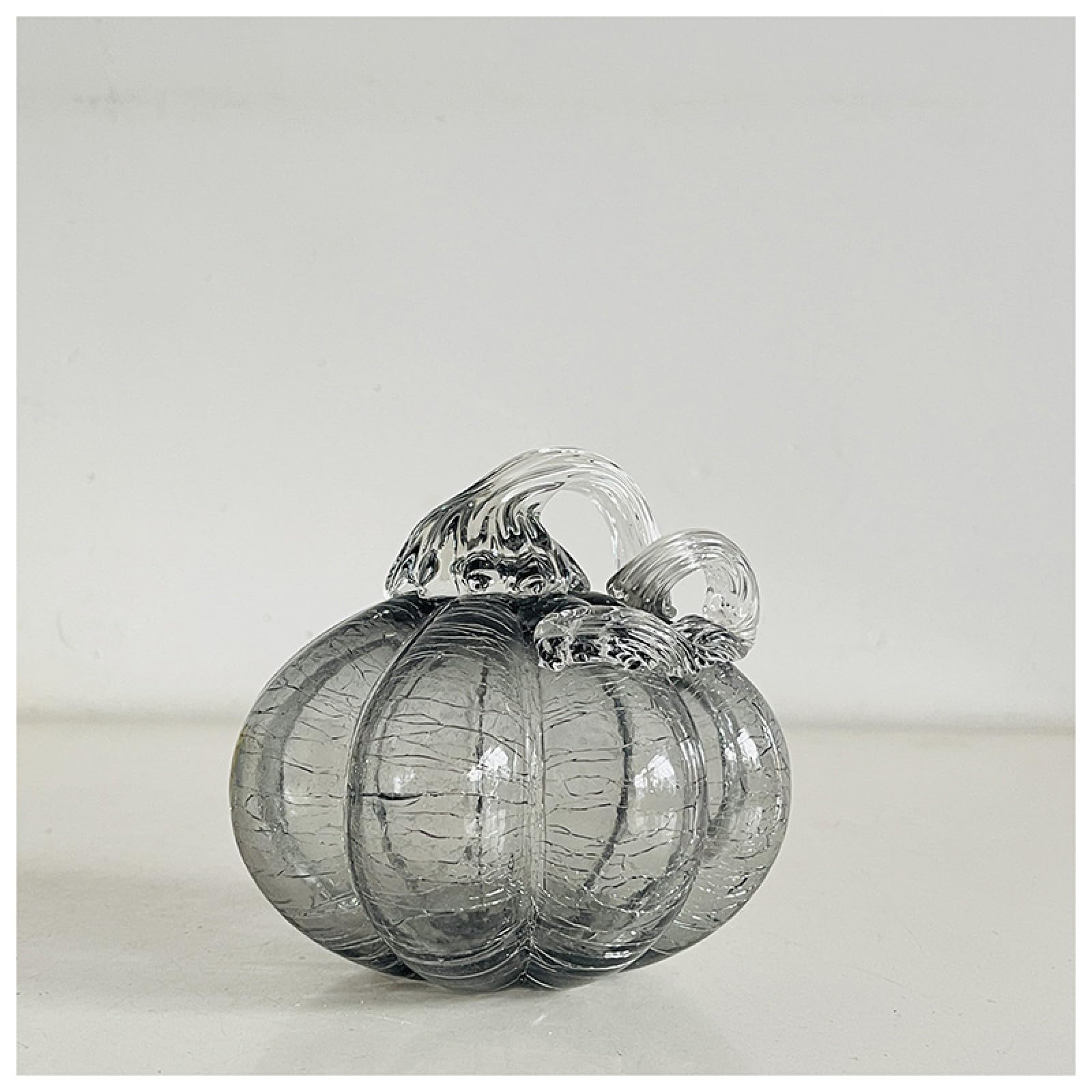 Dytartzx Grey Coloured Glaze Art Pumpkin Glass Figurine Handmade Vegetable Sculpture Blown Paperweights Ornament Home Table Decor