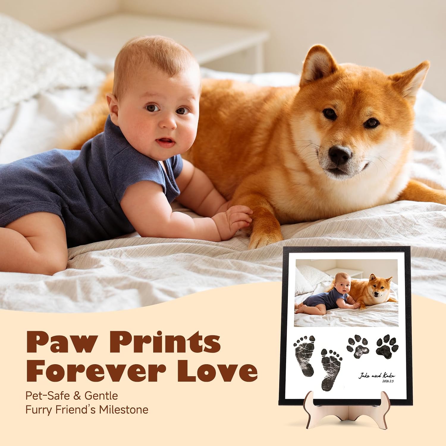Baby Hand and Footprint Pet Paw Friendly Ink Paint, Black, Non-Toxic Acid-Free, Safe Washable Ink Paint for Newborn Keepsake Dog Cat DIY Christmas Gift for New Moms, 2.54 fl oz