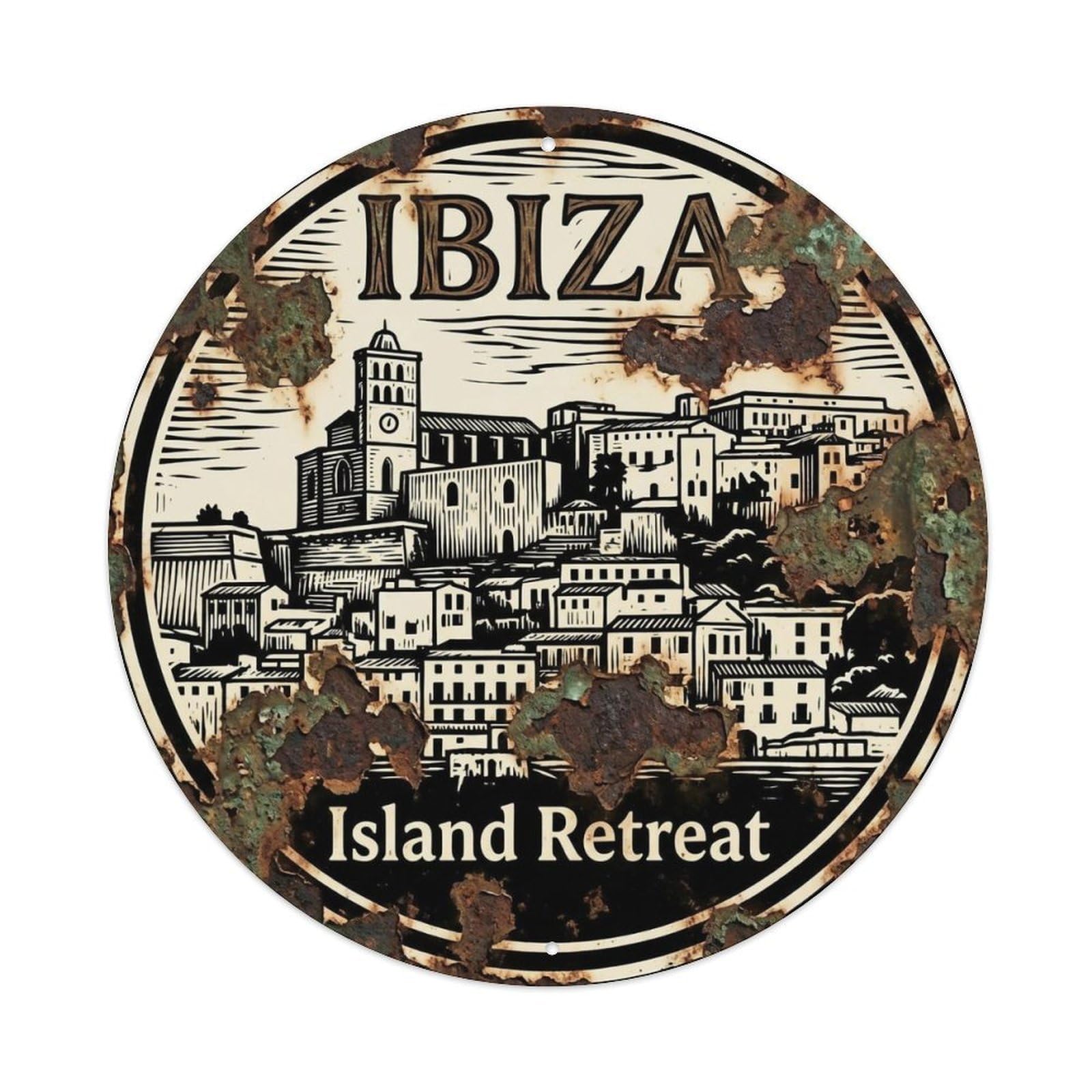 Vintage Travel Ibiza Spain Relic Metal Tin Sign