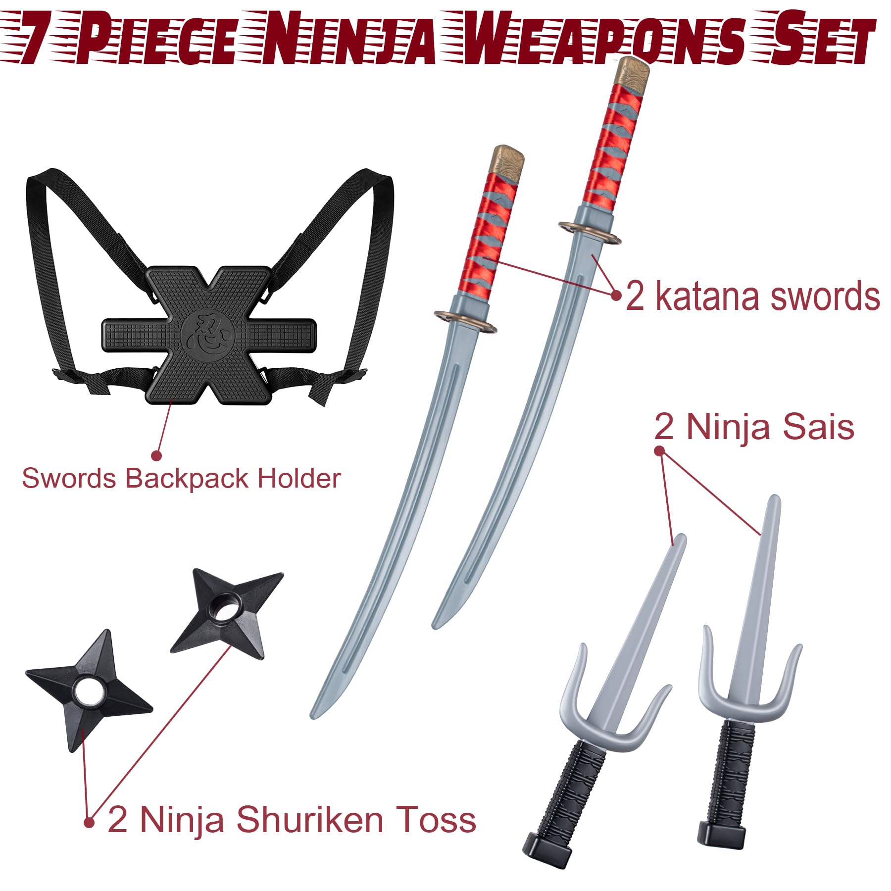Amazon.co.jp: Ninjaキッズおもちゃ、忍者剣と武器バックパック
