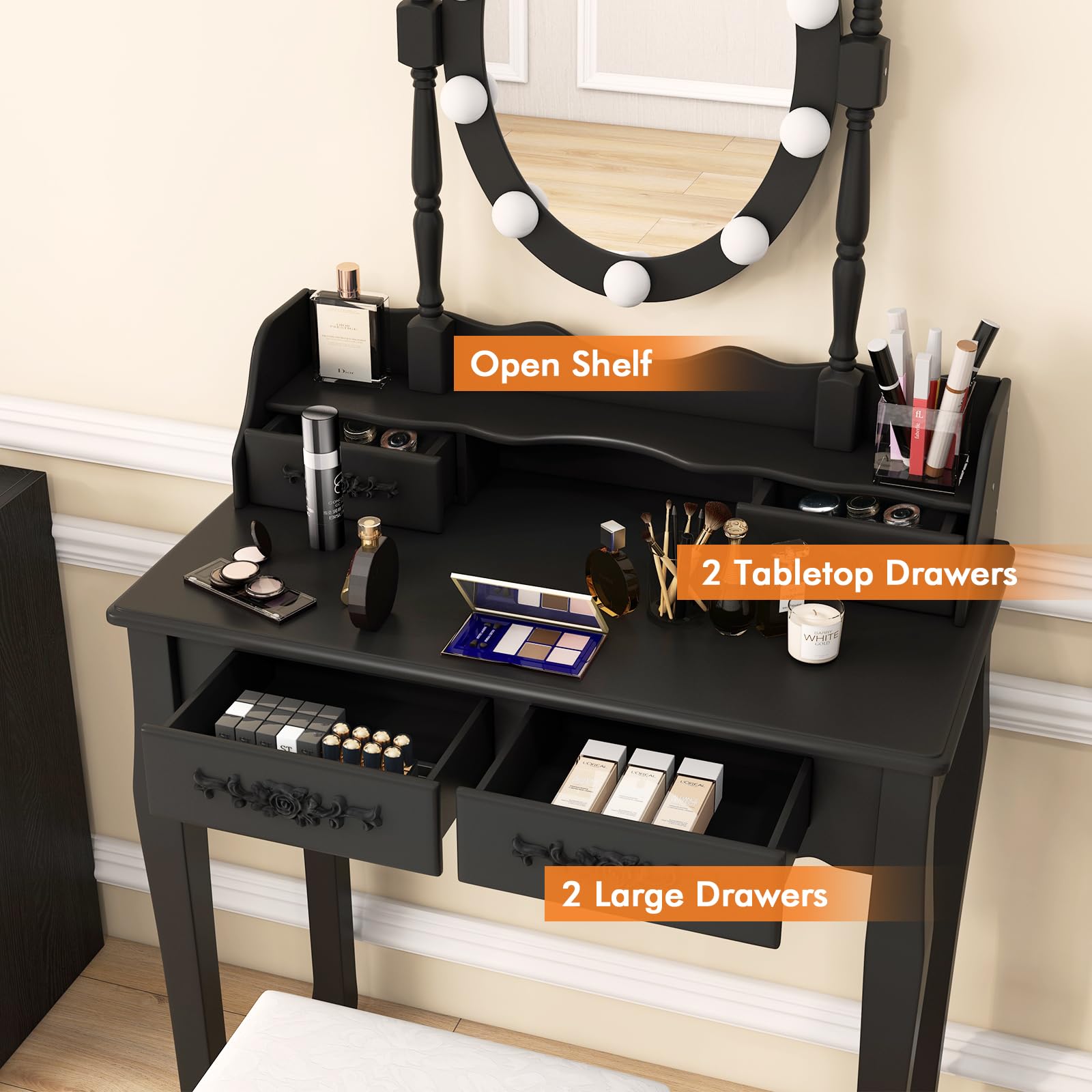 Broadway Lighted Vanity Desk Makeup Vanity | Vanity Table | Vanity