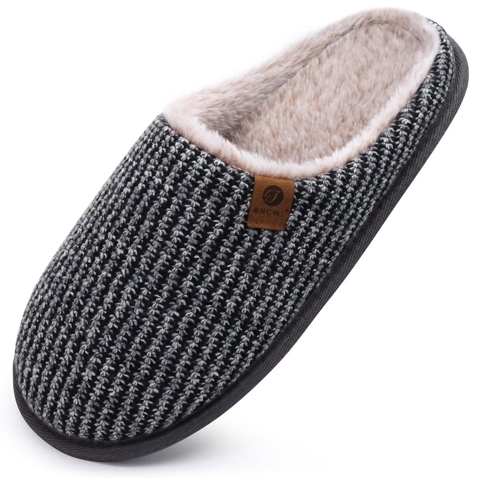 ONCAI Pantofole da Uomo Invernali, Comoda Memory Foam Calde Scarpe da Casa in Lana Con Suola Antiscivolo Taglia 40-49 EU