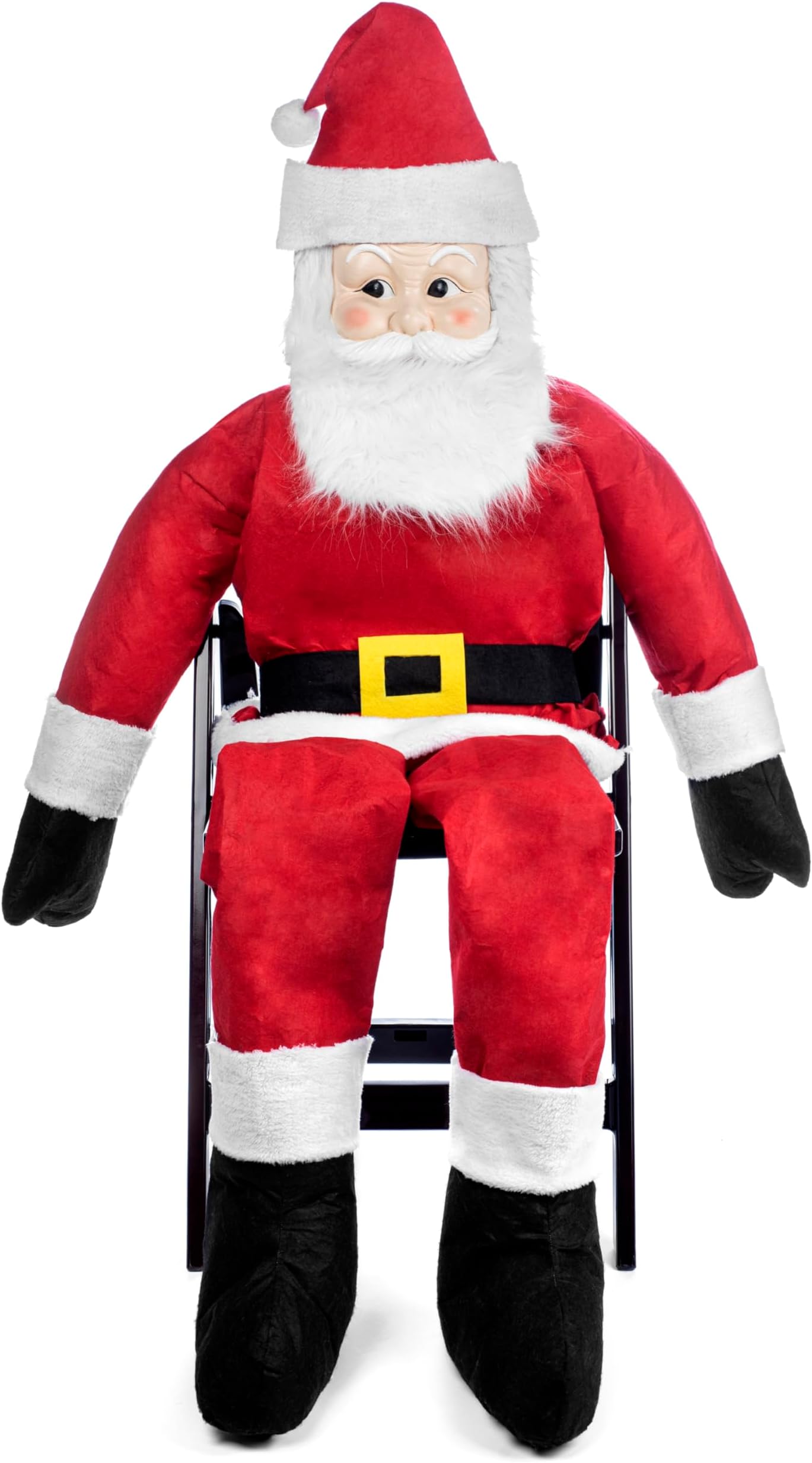 Gift Boutique Huge Life Size Sitting Santa Claus Christmas Decor, 6 Feet Tall Extra Large Deluxe Holiday Indoor Outdoor Xmas Decoration for Home Porch Yard & Garden Sits on Chair Bench Sleigh or Couch