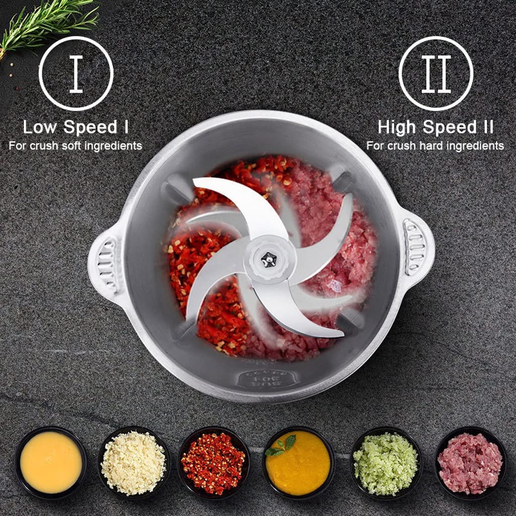 Picadora de Carne de Cocina for el hogar, Cortador de Verduras de 2L, trituradora de ajo, picadora eléctrica de Acero Inoxidable(EU)