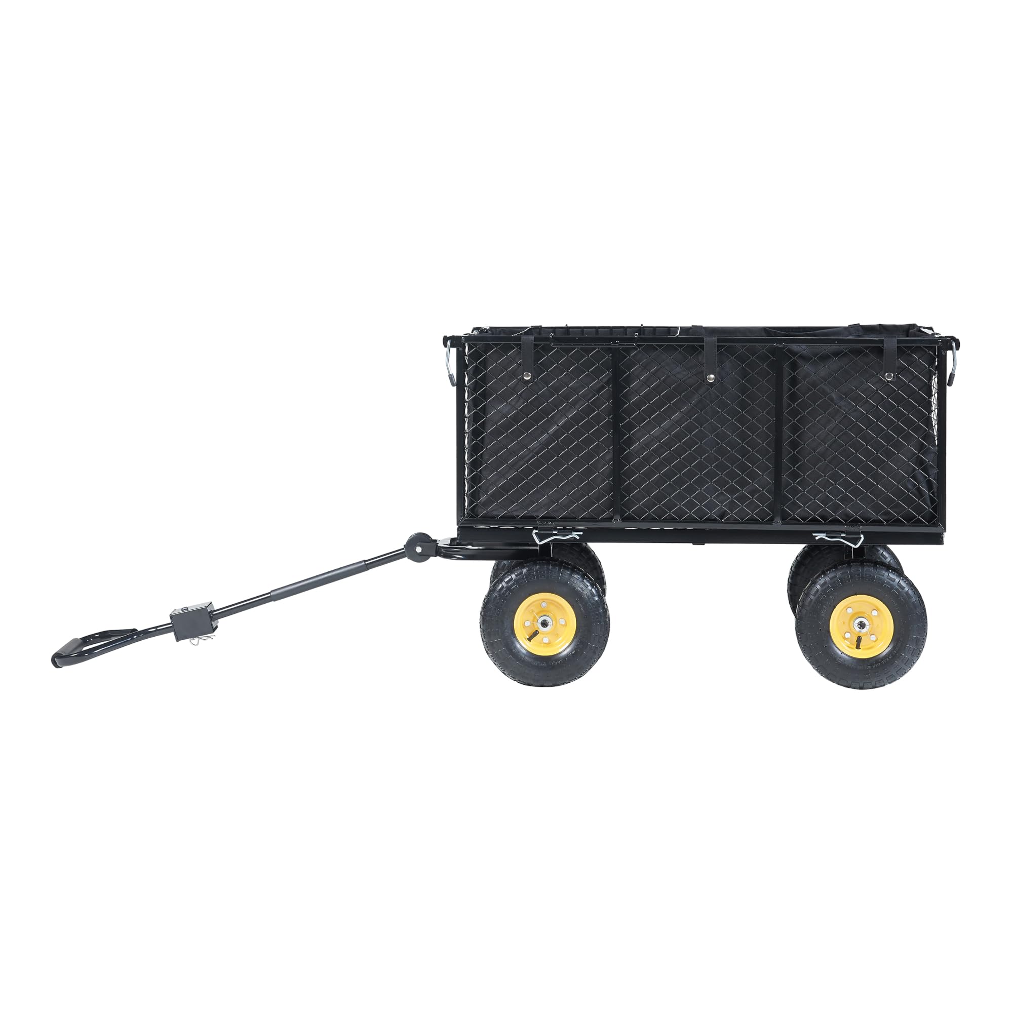 pro.tec Bollerwagen Corropoli Handwagen Gartenwagen max. 550 kg Strandwagen herausnehmbare Plane 112 x 51 cm Transportwagen mit ergonomischem Tragegriff Schwarz/Gelb