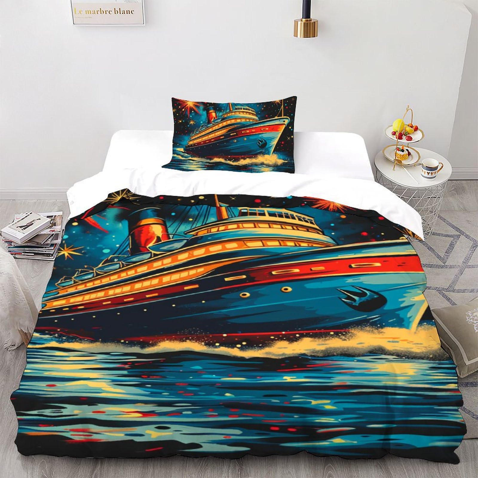 Parure de lit Bateau de croisière 2 pièces en microfibre avec housse 135x200cm