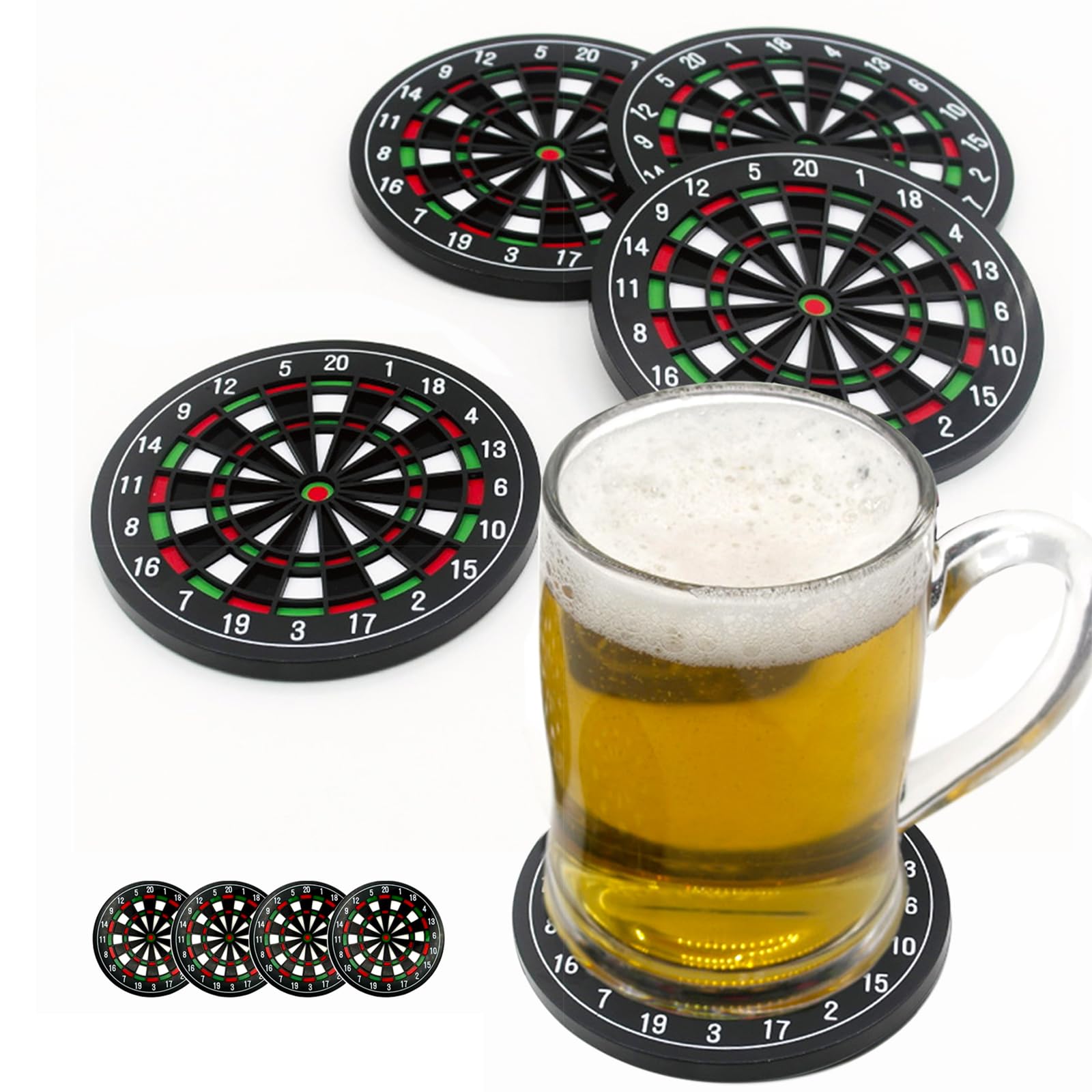 COM-FOUR ® set sottobicchieri 7 pezzi con supporto - sottobicchieri in acciaio i
