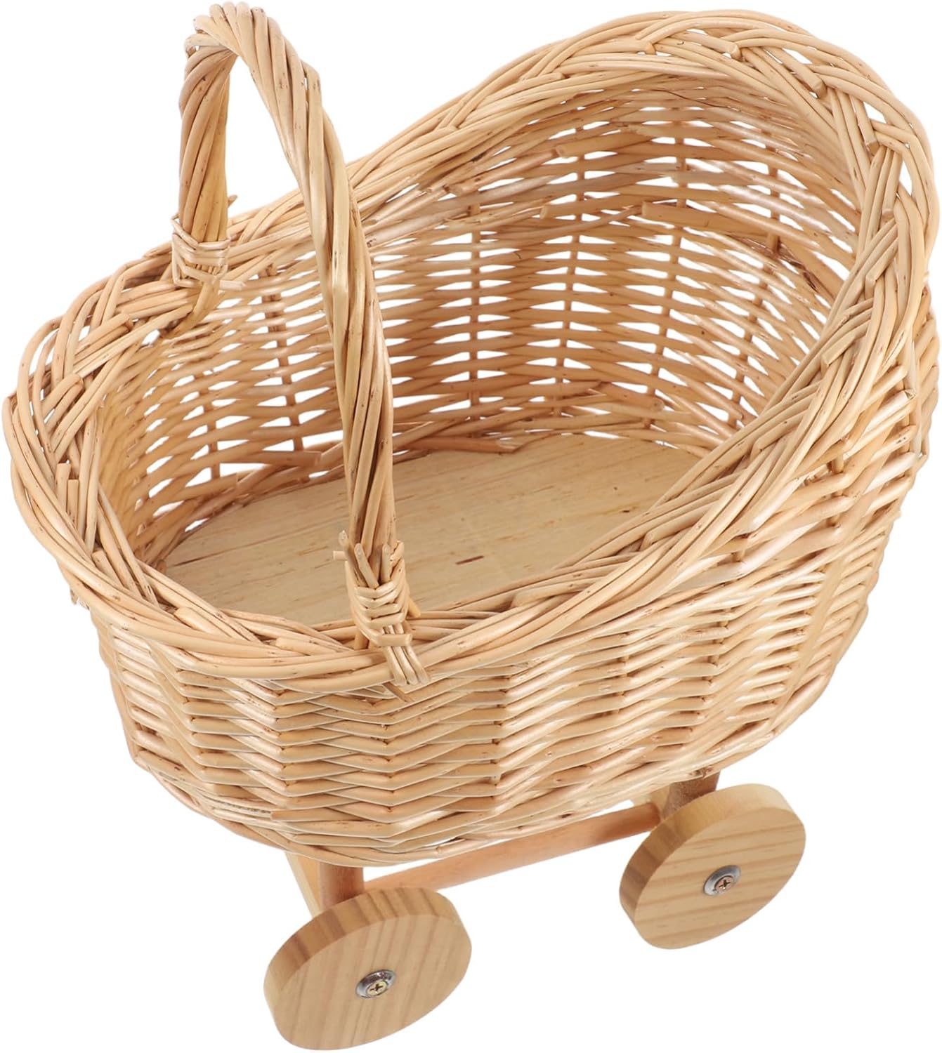 UPKOCH Stroller Shaped Flower Basket Hand Woven Rustic Shower Basket with Handles for Weddings Party Decorations and Floral Arrangements