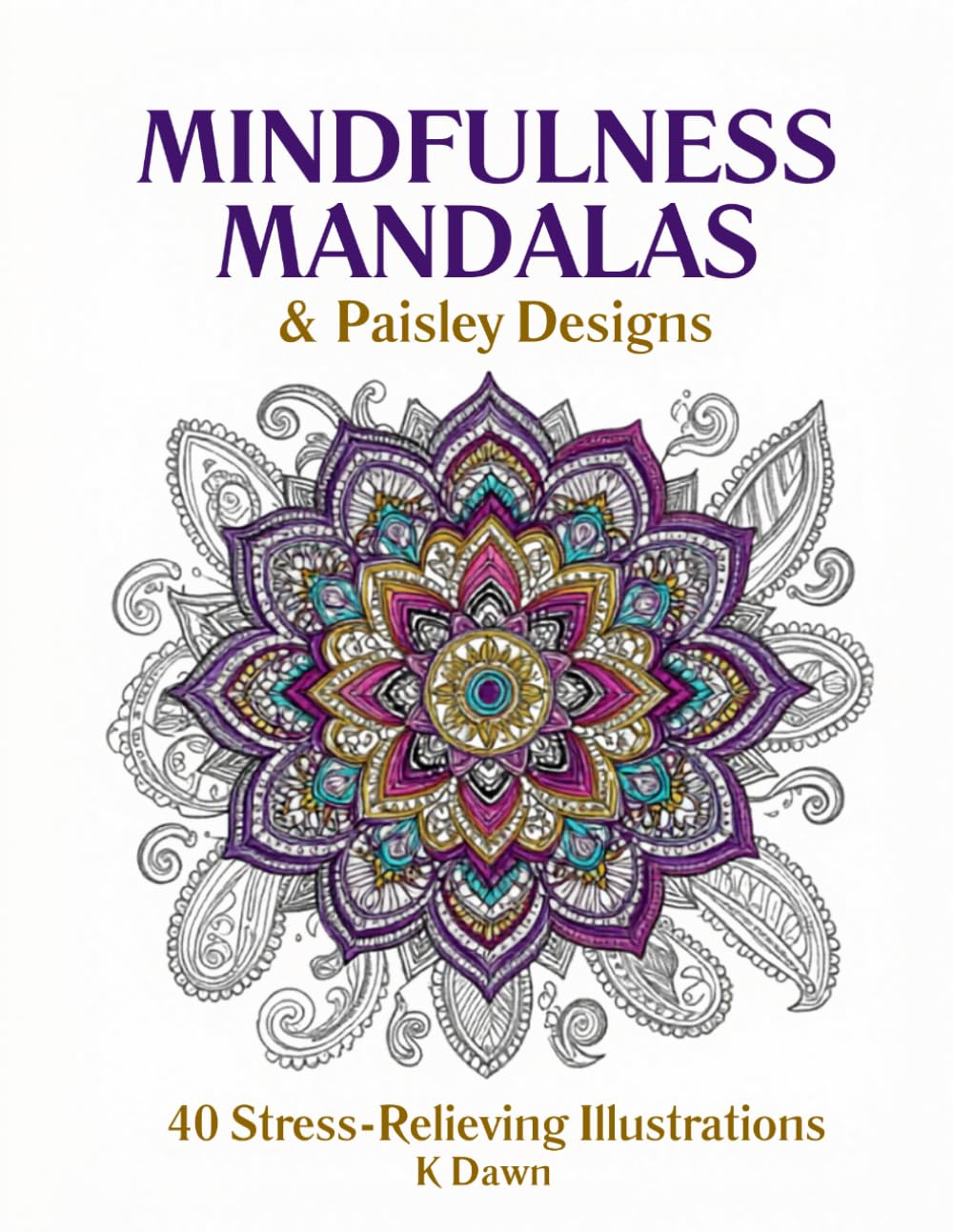 Mindfulness Mandalas & Paisley Designs: 40 Stress-Relieving Illustrations