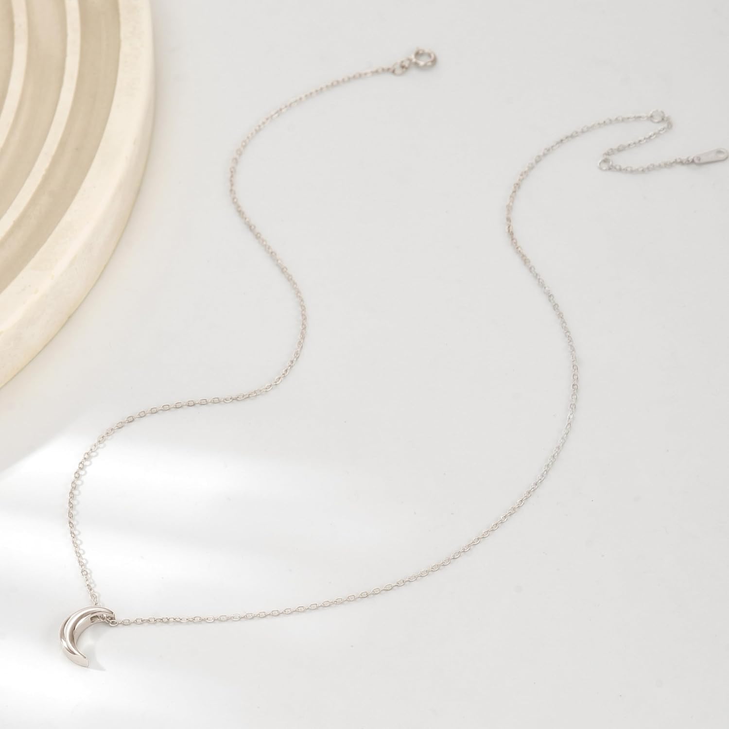 925 Sterling Silver Crescent Moon Necklace for Women