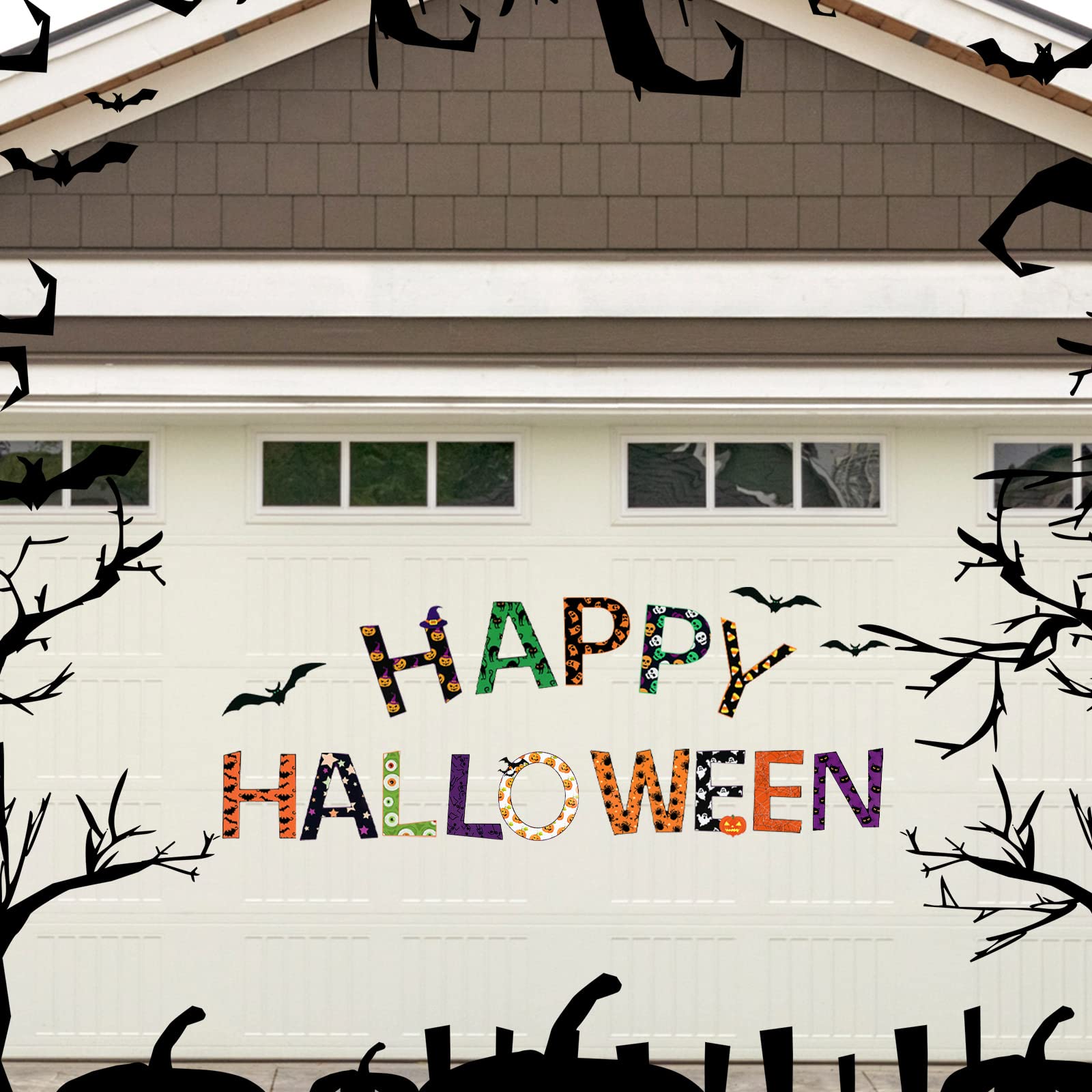 Halloween Garage Door Magnets Decor – 30pcs Set, Reflective Bats, Pumpkins, Ghosts, Letters, Strong Magnetic