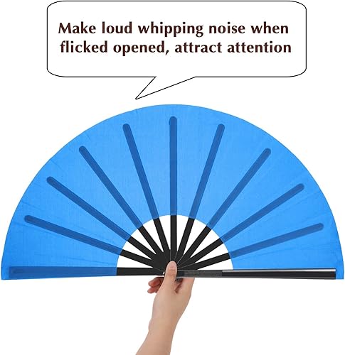 Miniatura 6 de Abanico plegable grande de mano de tela de nailon plegable, ventilador chino de Kung Fu para decoración de festivales para recuerdos de fiesta