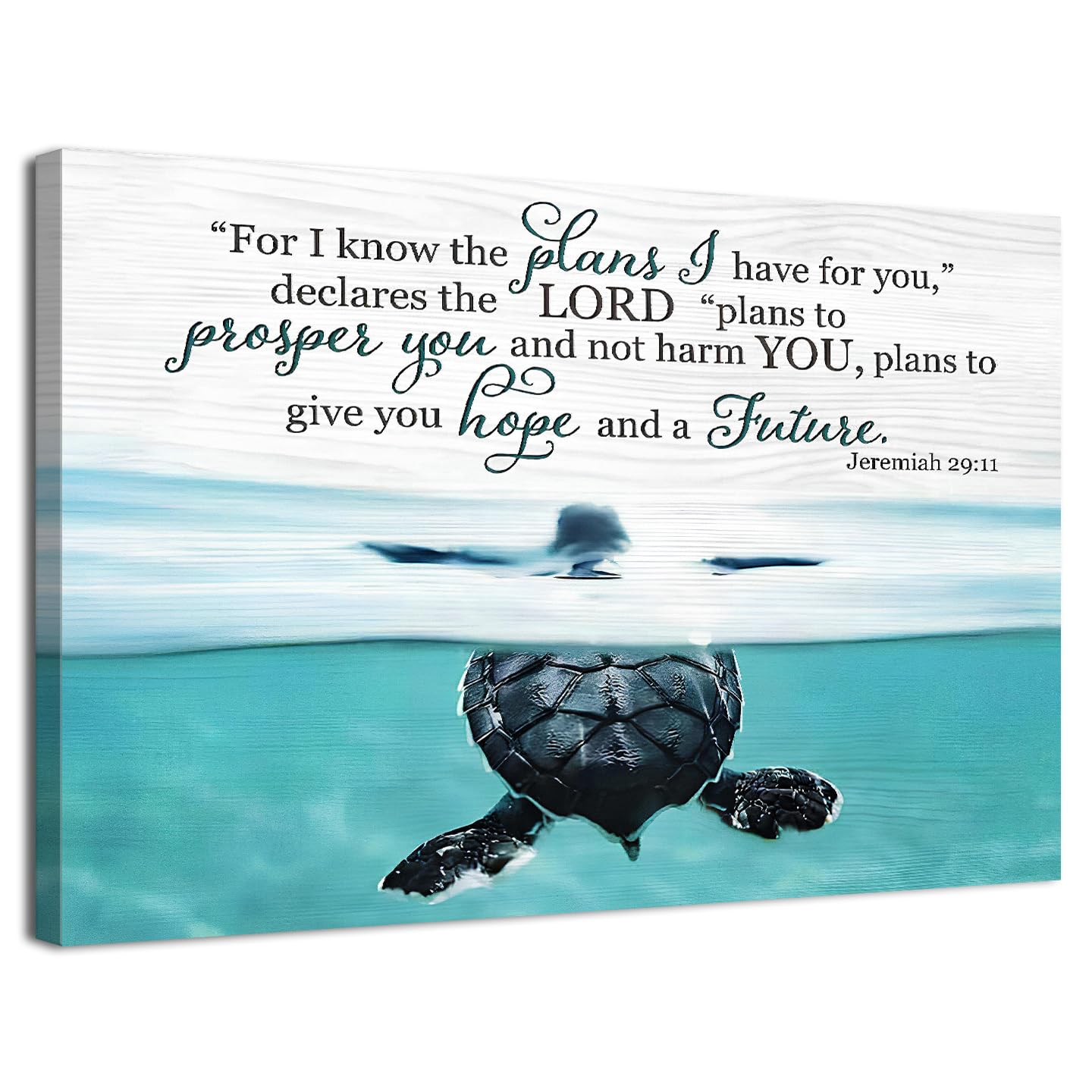 Jeremiah 29 11 Sea Turtle Wall Art Christian Wall Decor for Living Room Beach Themed Teal Blue Inspirational Poster Office Bible Verses Canvas Prints