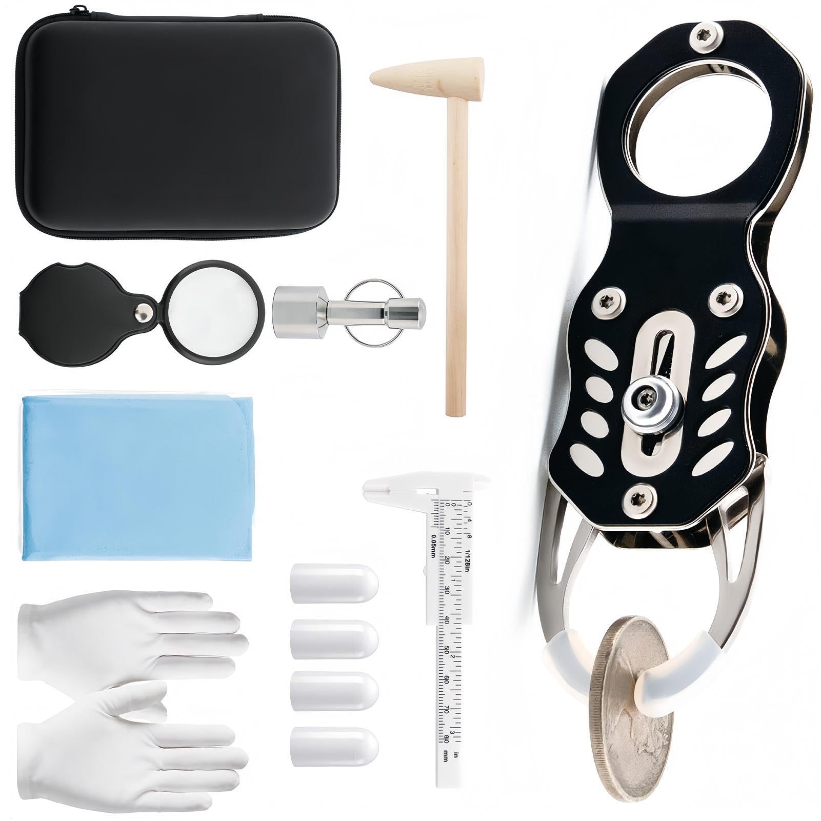 Gold And Silver Tester,Magnet Portable Sensitive Resonance,Coin Tapping Test Kit - For Collectors Display Cases Auctions Jewelry Sovereign Home Travel