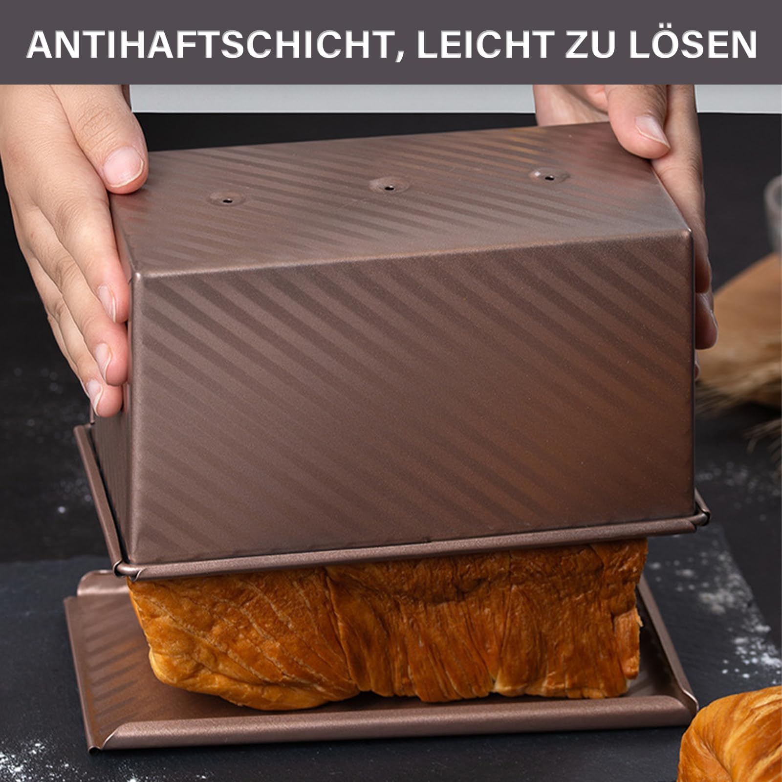 Moule à Pain De Mie 450g - Plaque Antiadhésive Avec Trous D'Aération - Pour Toasts Et Gâteaux